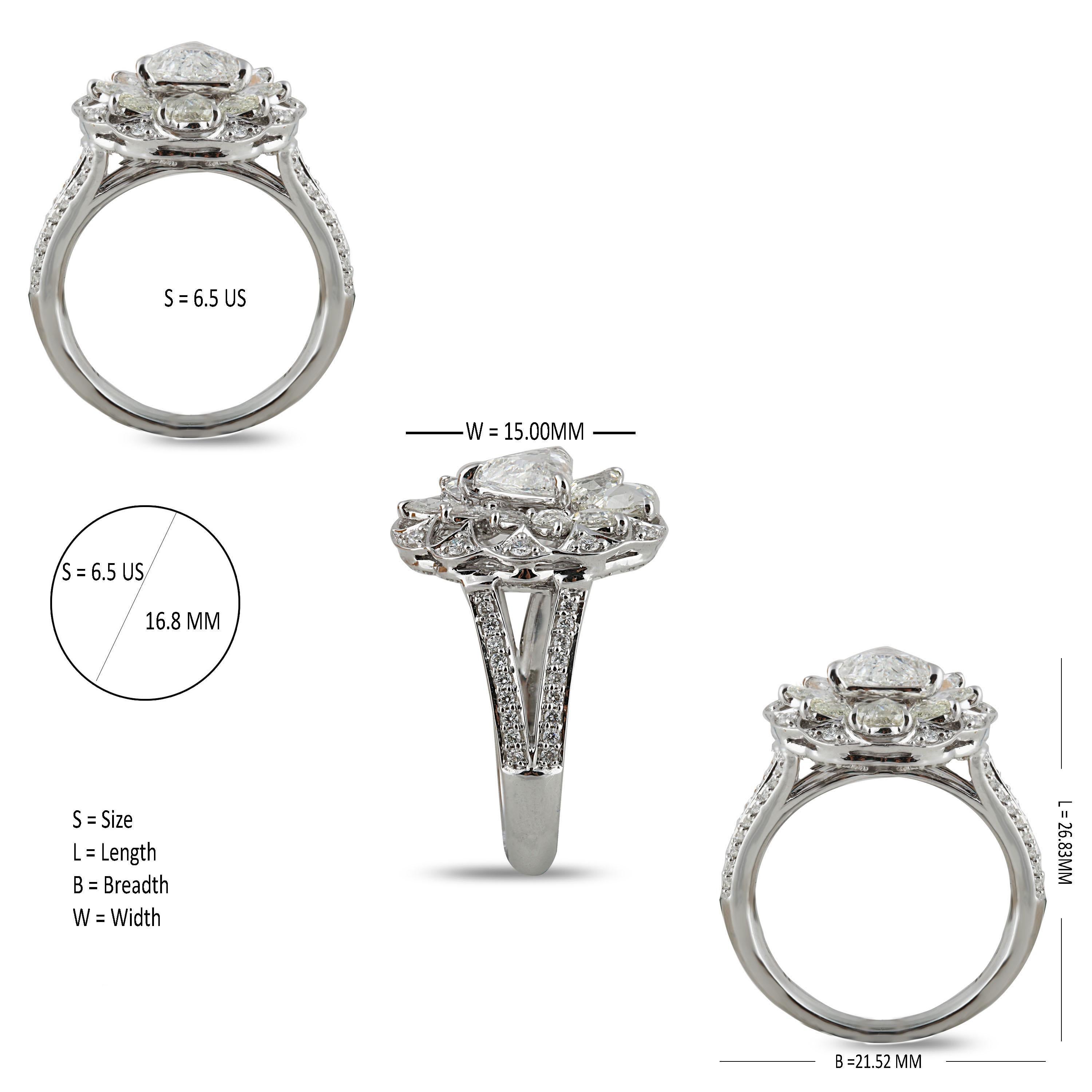 Contemporary Studio Rêves 0.70 Carat Trillion Rose Cut Diamond Ring in 18 Karat Gold For Sale