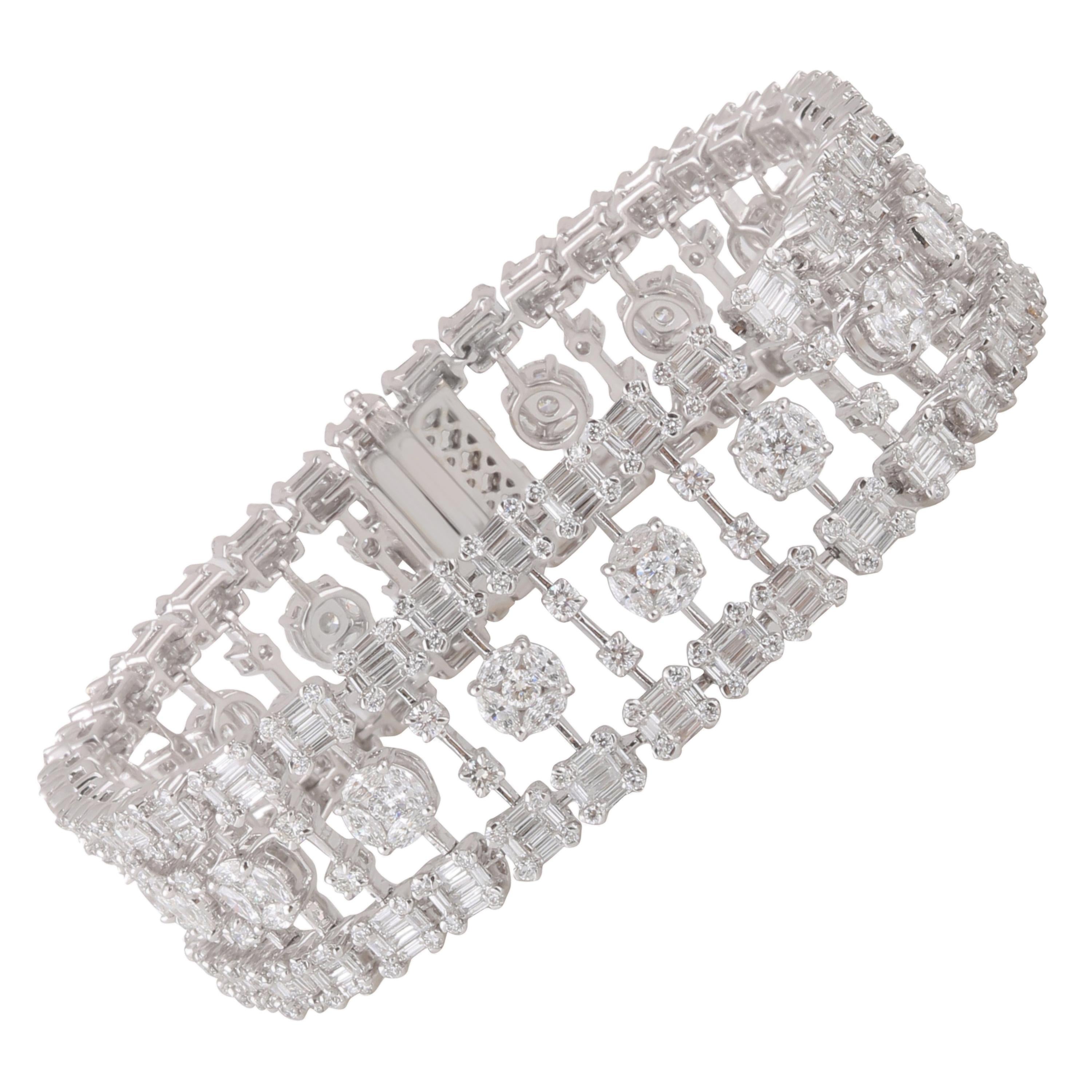 Studio Rêves 10.49 Carat Brilliant Cut Diamonds Tennis Bracelet in 18 Karat Gold For Sale