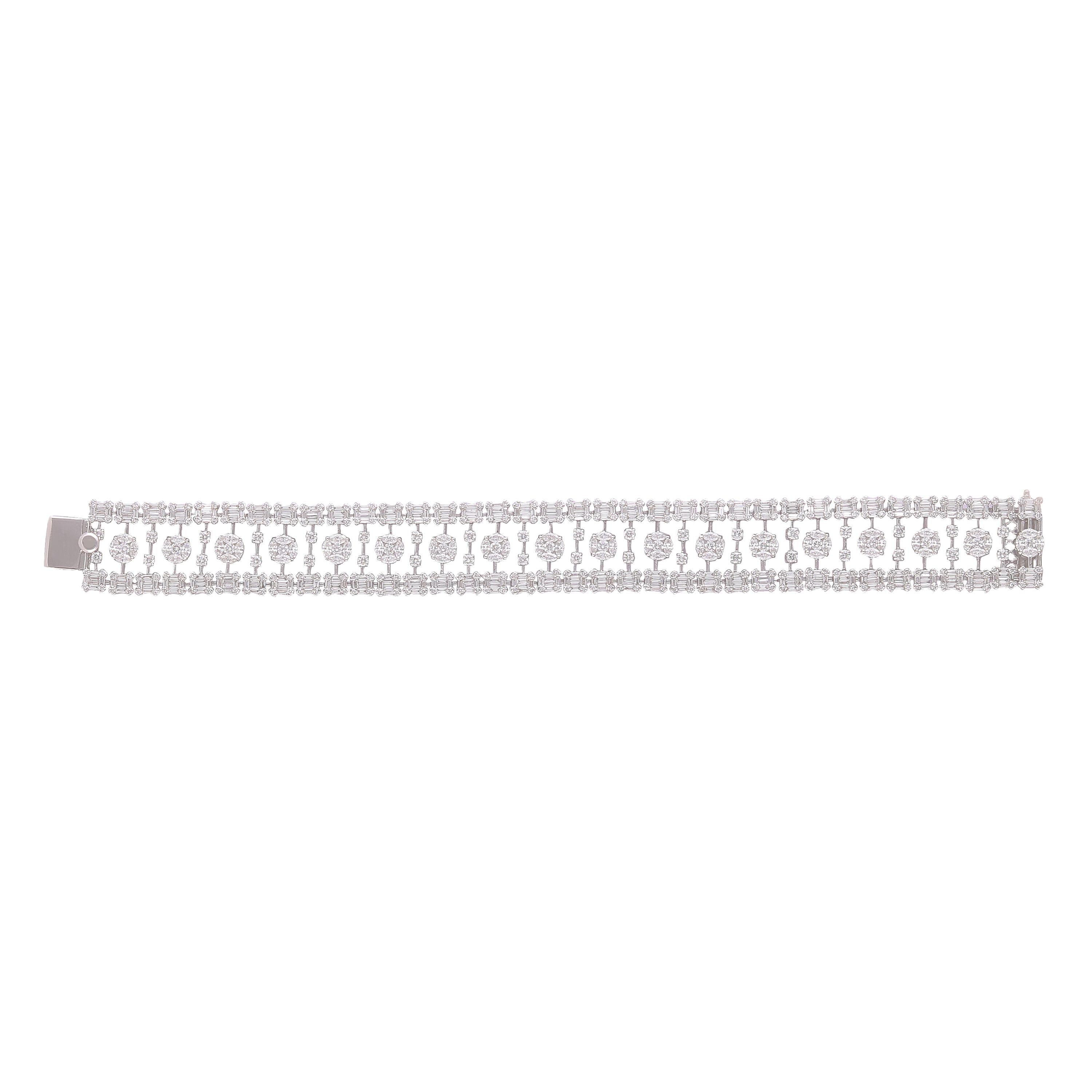 Studio Rêves 10.49 Carat Brilliant Cut Diamonds Tennis Bracelet in 18 Karat Gold For Sale 1