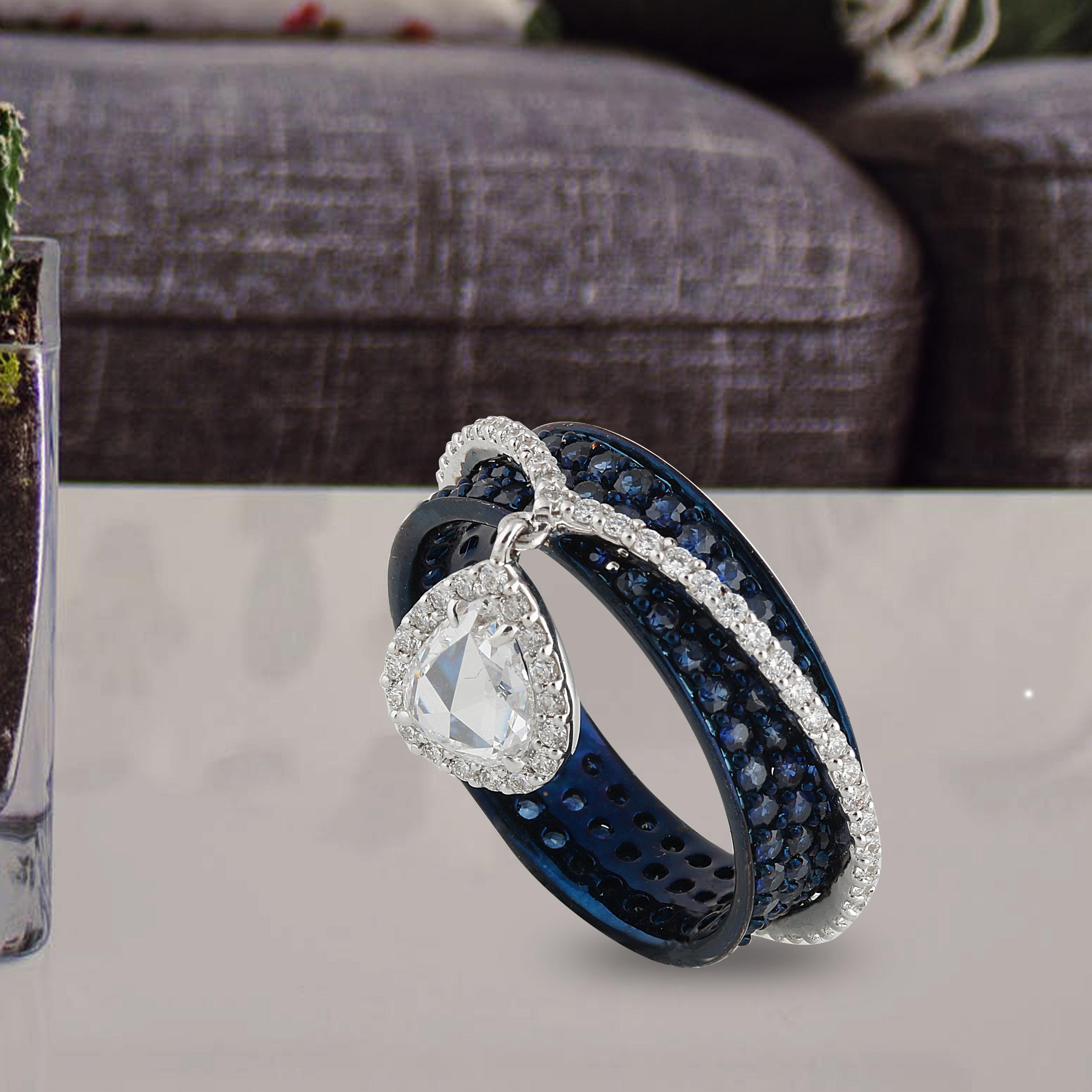 Studio Rêves 0.64 Carat Rose Cut Band Ring in 18 Karat White Gold 2