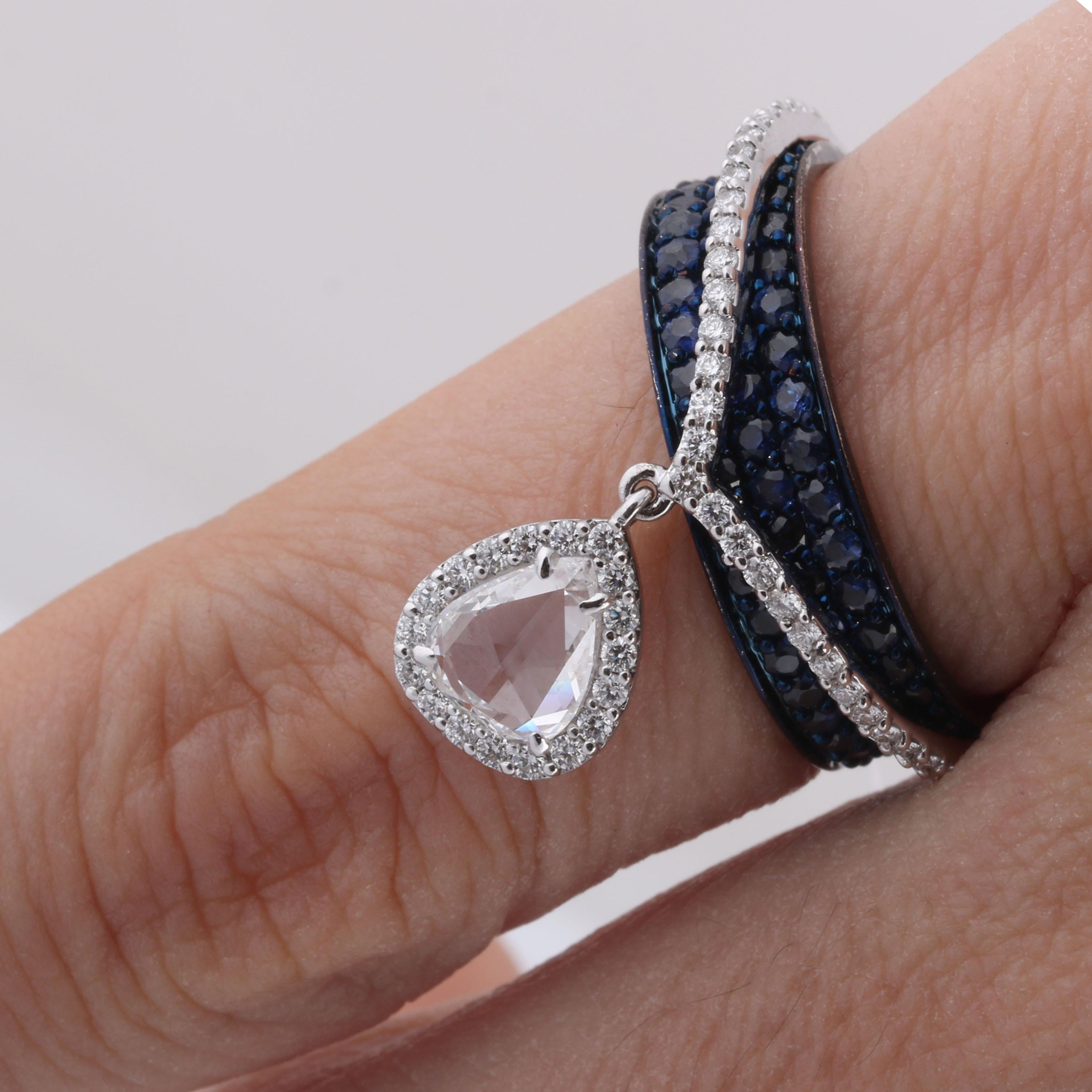 Studio Rêves 0.64 Carat Rose Cut Band Ring in 18 Karat White Gold 3