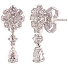 Studio Rêves 1.52 Carat Diamond Drop Dangling Earrings in 18 Karat White Gold