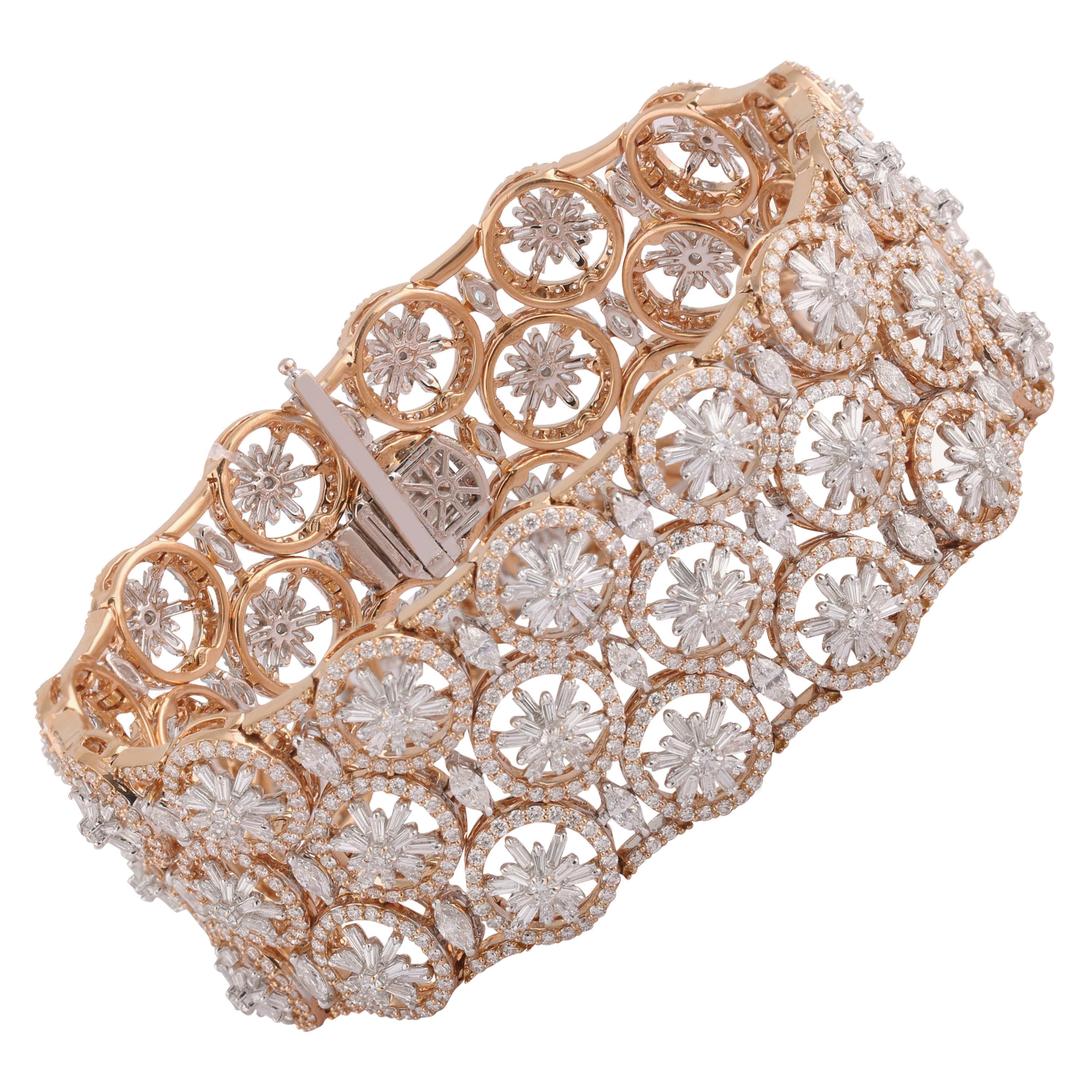 Studio Rêves 15.93 Carat Diamond Studded Floral Bracelet in 18 Karat Gold