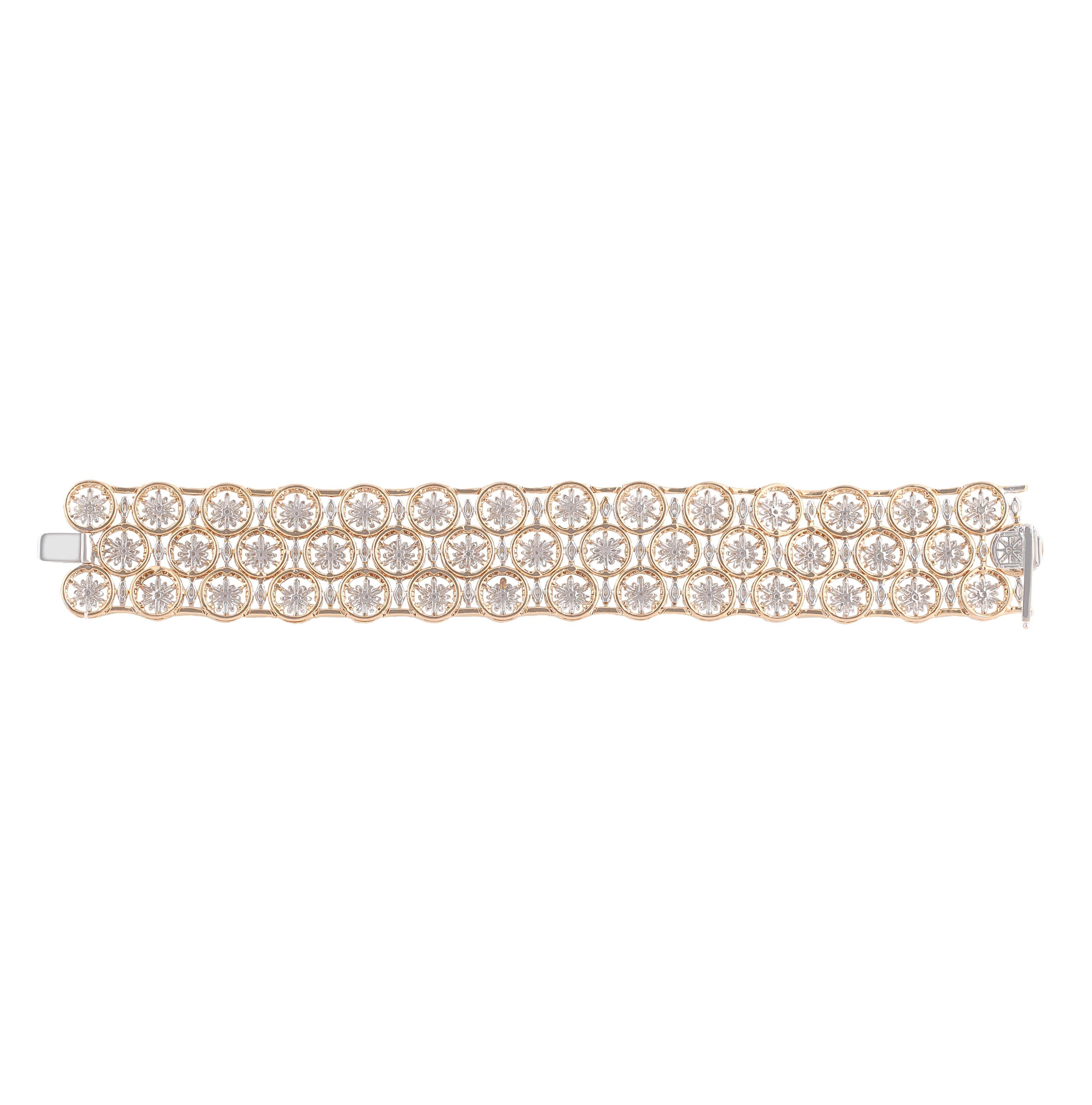 Women's Studio Rêves 15.93 Carat Diamond Studded Floral Bracelet in 18 Karat Gold
