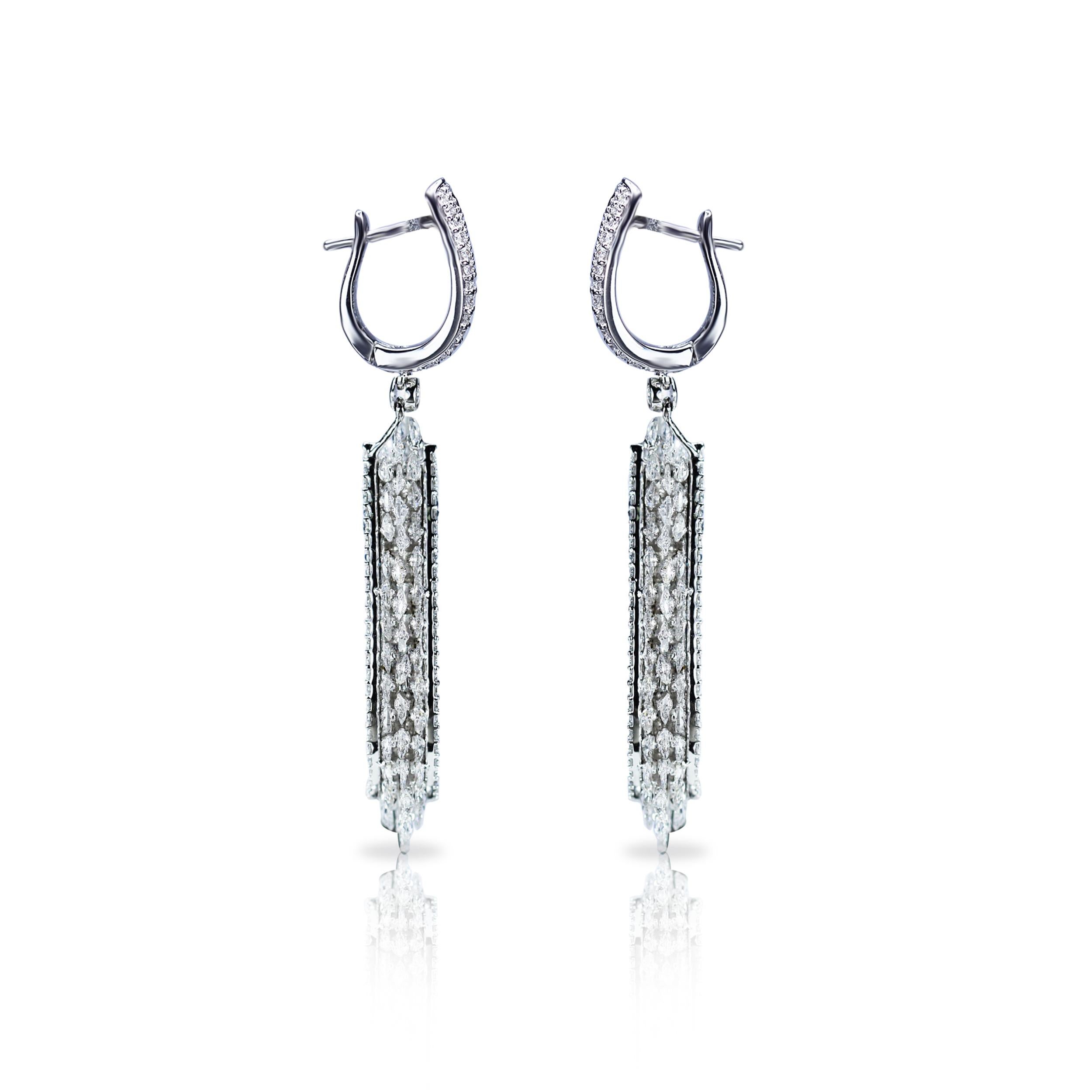 Rose Cut Studio Rêves 18 Karat Diamonds and Blue Sapphire Award Winning Earrings For Sale