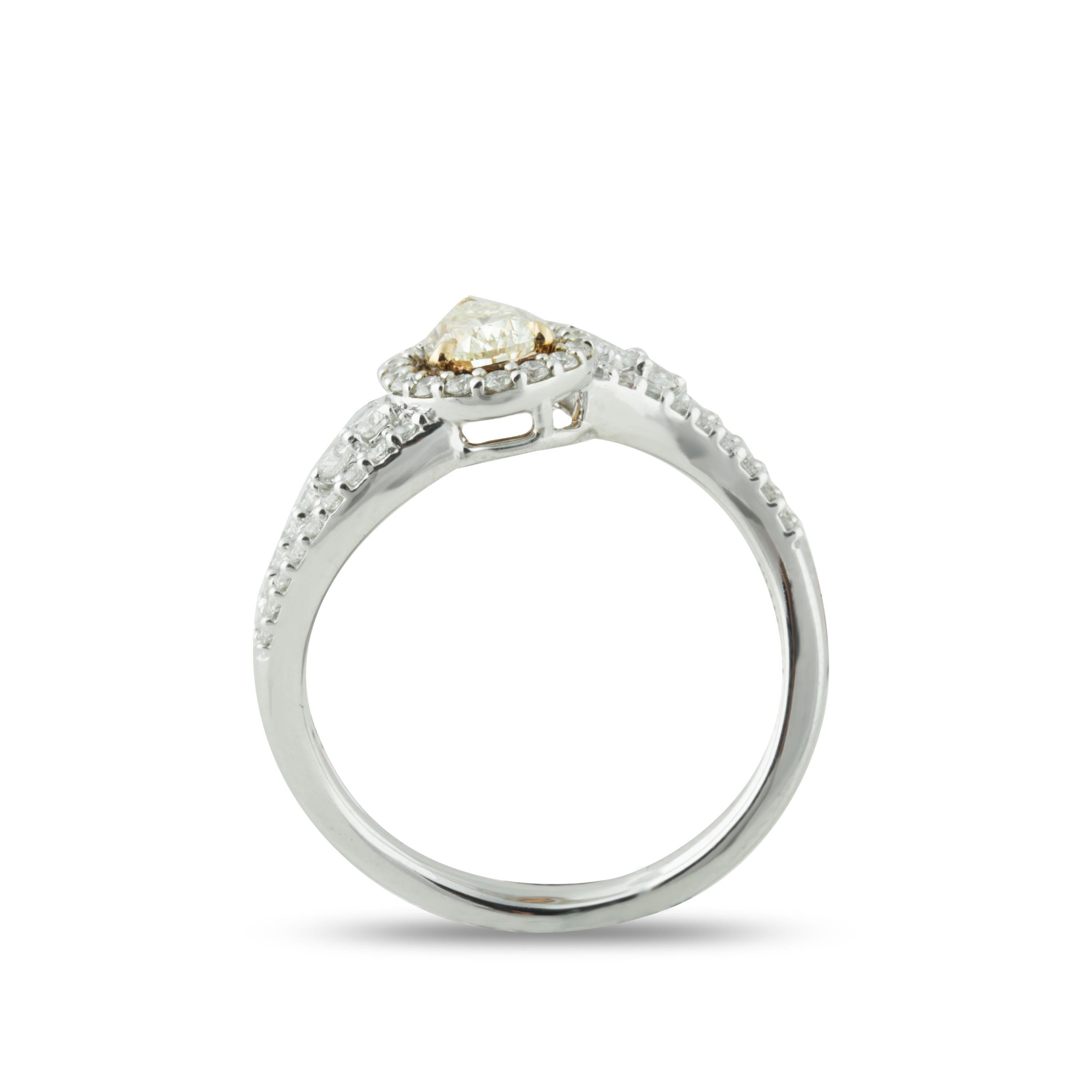 Contemporary Studio Rêves 0.53 Carat Yellow Pear Engagement Ring in 18 Karat Gold