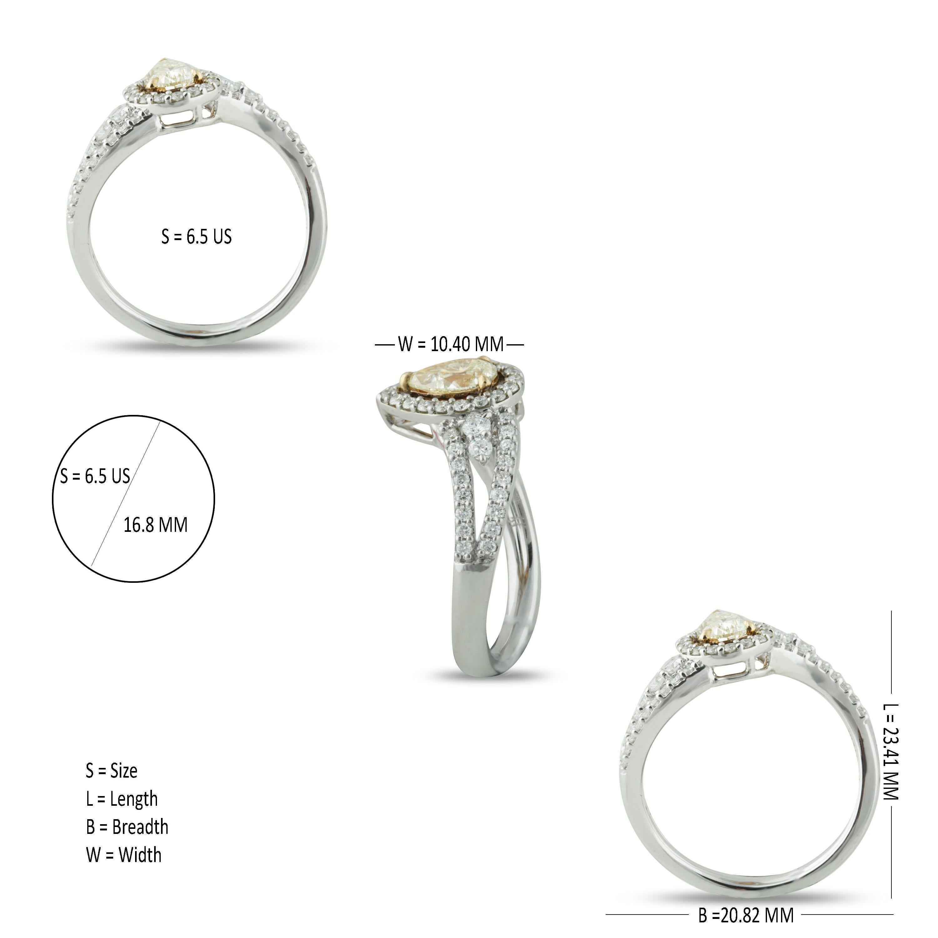 Women's Studio Rêves 0.53 Carat Yellow Pear Engagement Ring in 18 Karat Gold