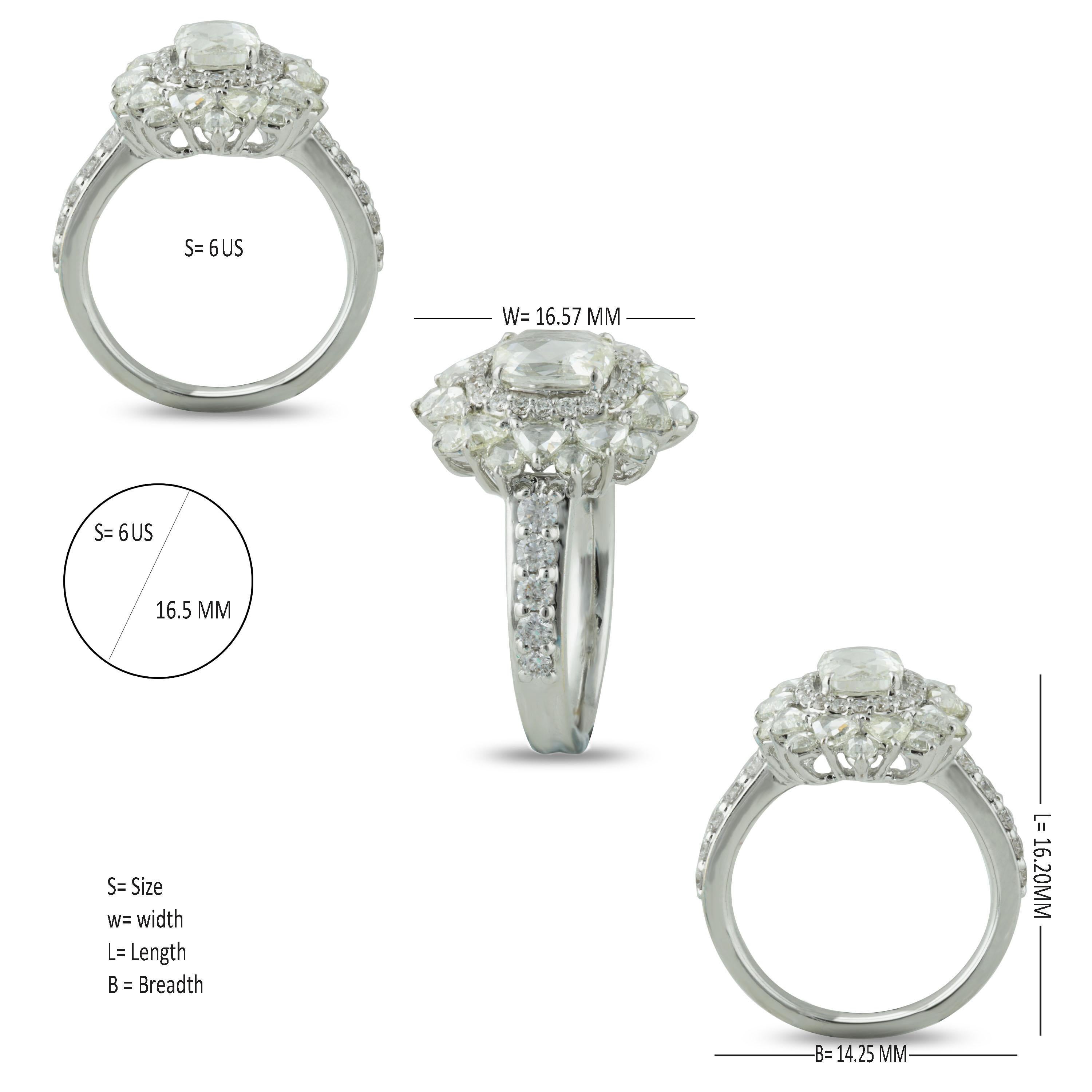 Studio Rêves 0.79 Carat Oval Rose Cut Diamond Engagement Ring in 18 Karat Gold 1