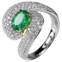 Studio Rêves 18 Karat Gold, 1.32 Carat Emerald and Diamond Ring