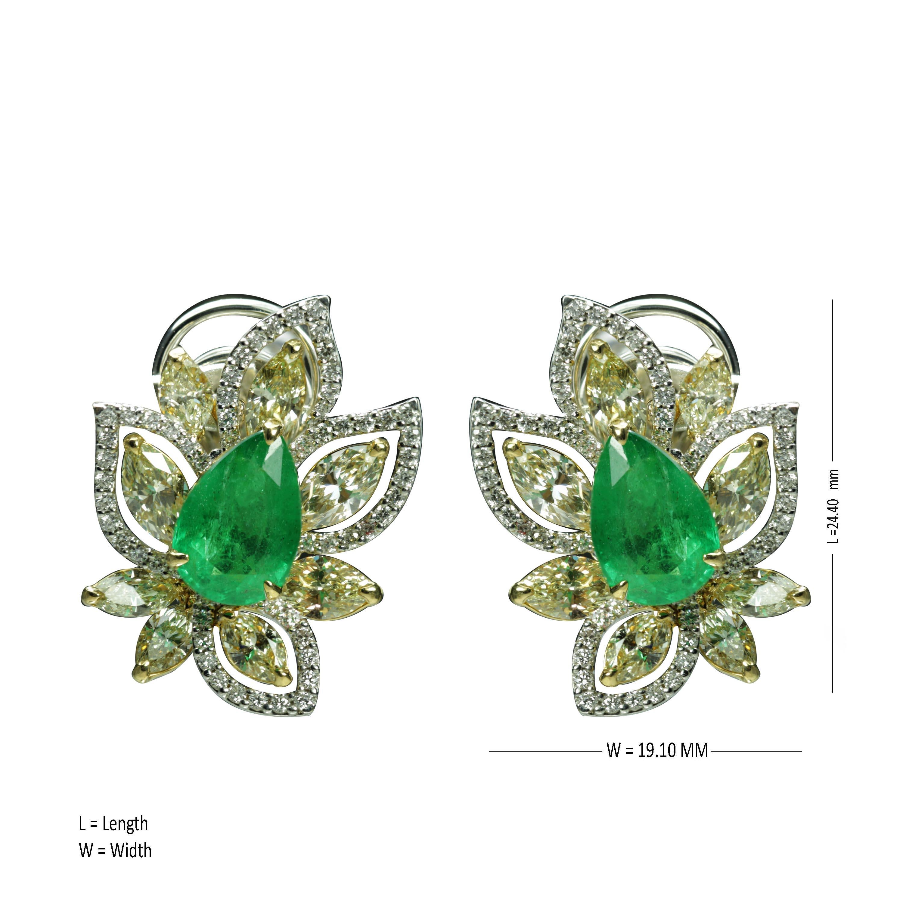 Modern Studio Rêves Diamonds and Emeralds Clip-On Earrings in 18 Karat Gold For Sale