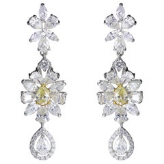 Studio Rêves Marquise and Pear Diamond Dangling Earrings in 18 Karat Gold