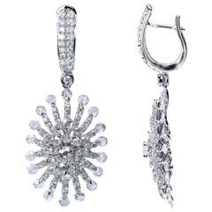 Studio Rêves 18 Karat White Gold and Diamonds Sun Dangling Earrings