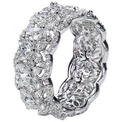 Studio Rêves 18 Karat White Gold and Marquise Diamond Band