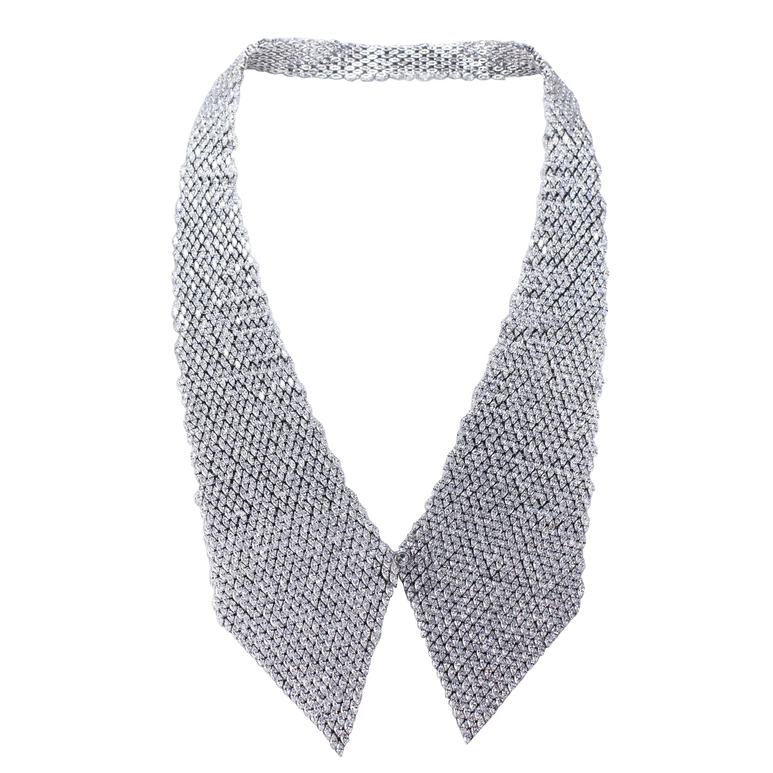 F-G/ VS Marquise Diamond Collar Scarf Necklace

This maximalist statement necklace, quite literally, doubles as a collar. The dazzling piece is handcrafted with 2,176 sparkling marquise diamonds in a prong setting on an 18K white gold base. A pièce