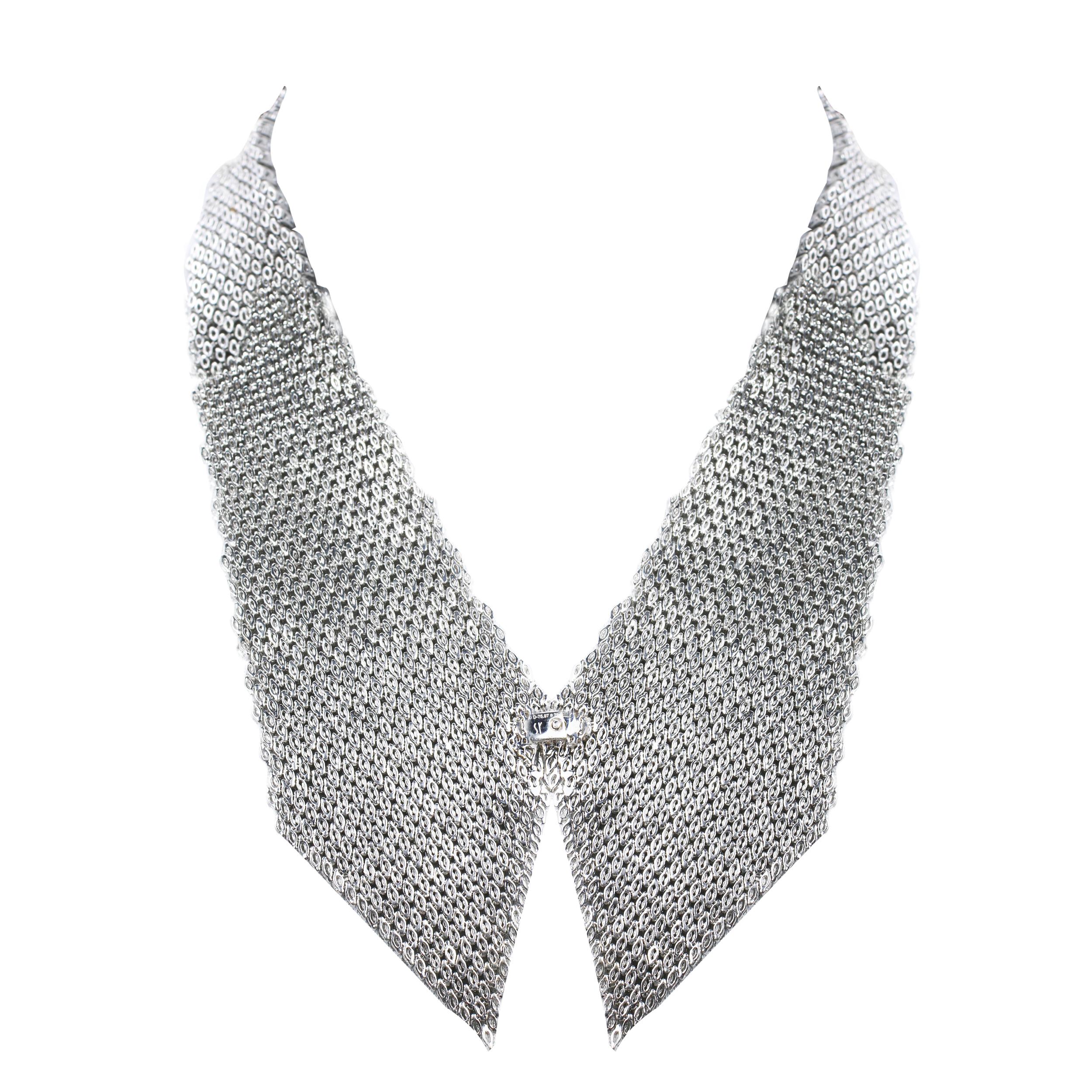 Modern Studio Rêves 18 Karat White Gold and Marquise Diamond Collar Scarf Necklace For Sale