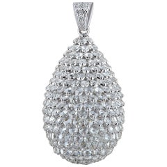 Studio Rêves 18 Karat White Gold and Rose Cut Diamond Pineapple Pendant