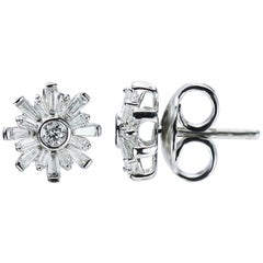 Studio Rêves 18 Karat White Gold Baguette Stud Earrings
