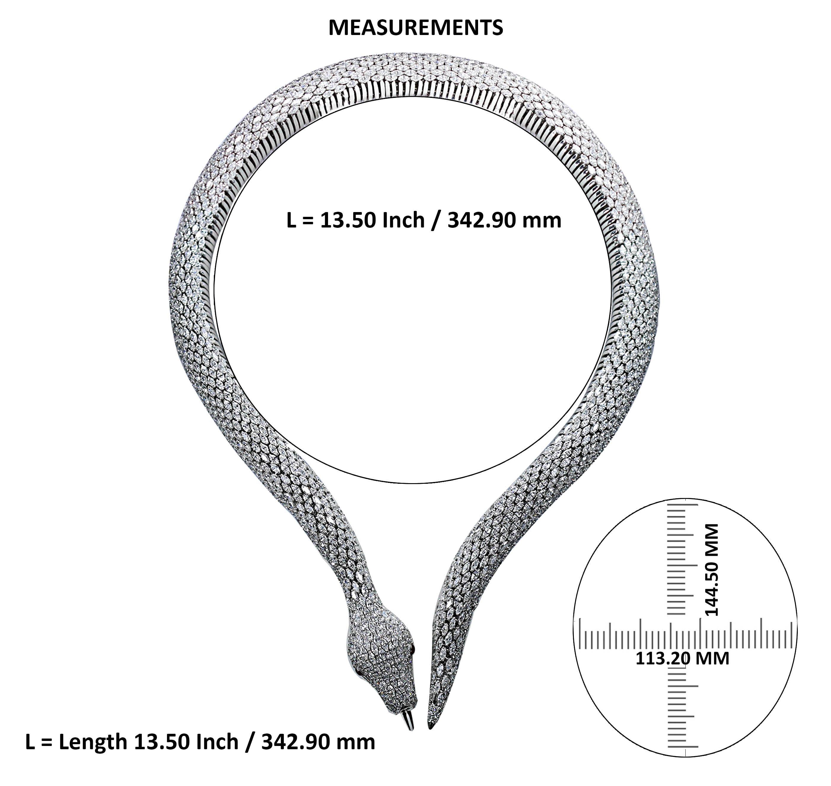 Marquise Cut Studio Rêves 18 Karat White Gold Marquise Snake Spring Collar Necklace For Sale