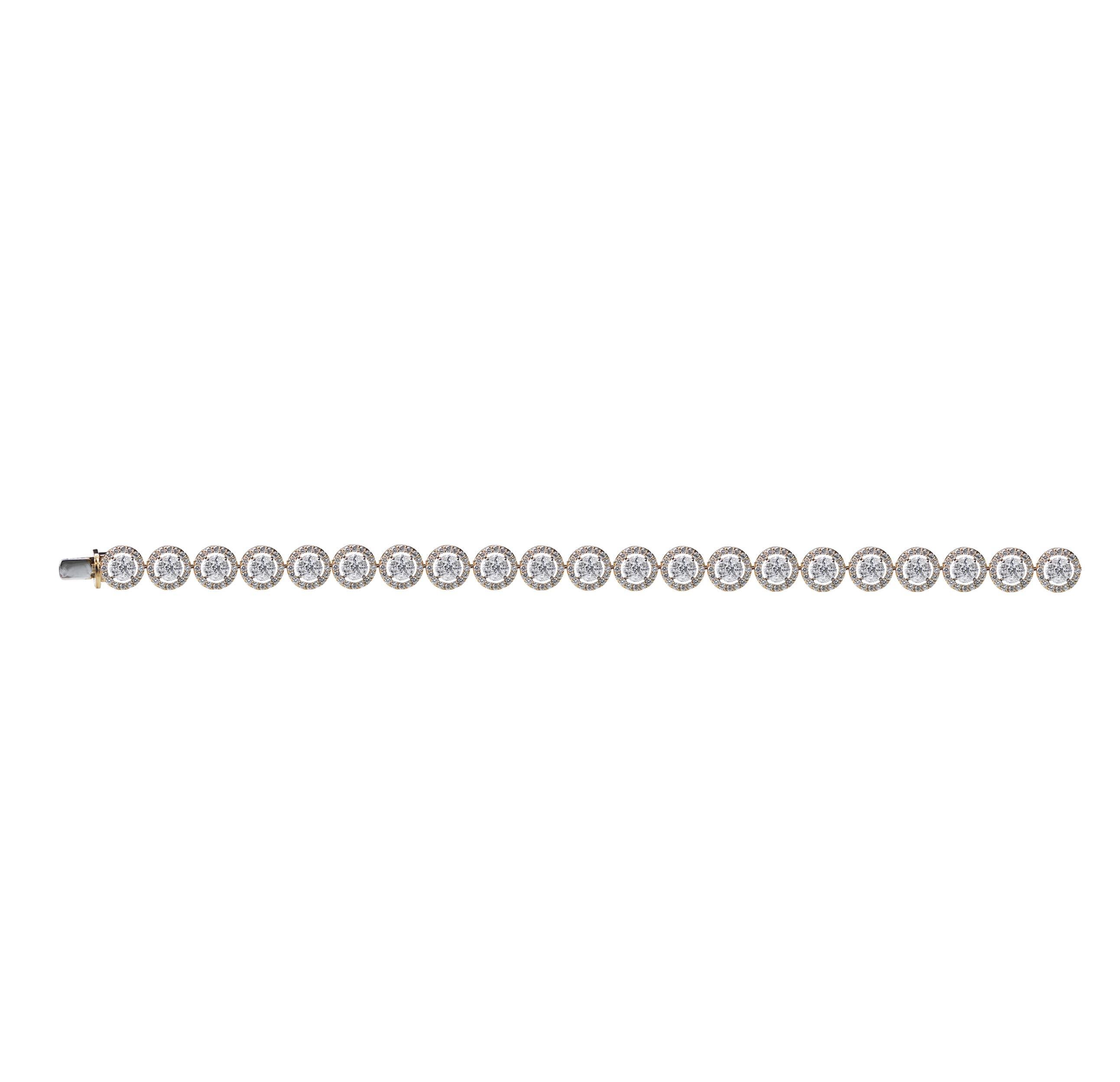 F-G/ VS-SI brilliant cut diamonds tennis bracelet

Paying homage to restrained opulence is this classic 18K white and rose gold tennis bracelet adorned with F-G color, VS-SI brilliant cut diamonds in a prong and mosaic setting done with marquise and