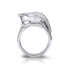 Studio Rêves 18K White Gold and 3.30 Carat Pear Rose cut Cocktail Ring