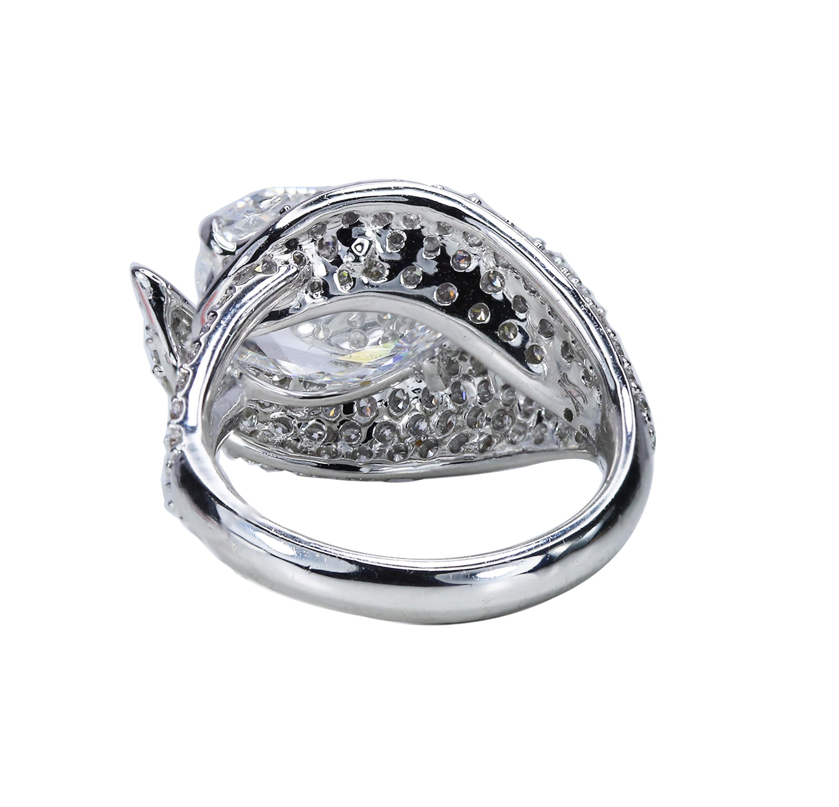 Women's Studio Rêves 18K White Gold and 3.30 Carat Pear Rose cut Cocktail Ring