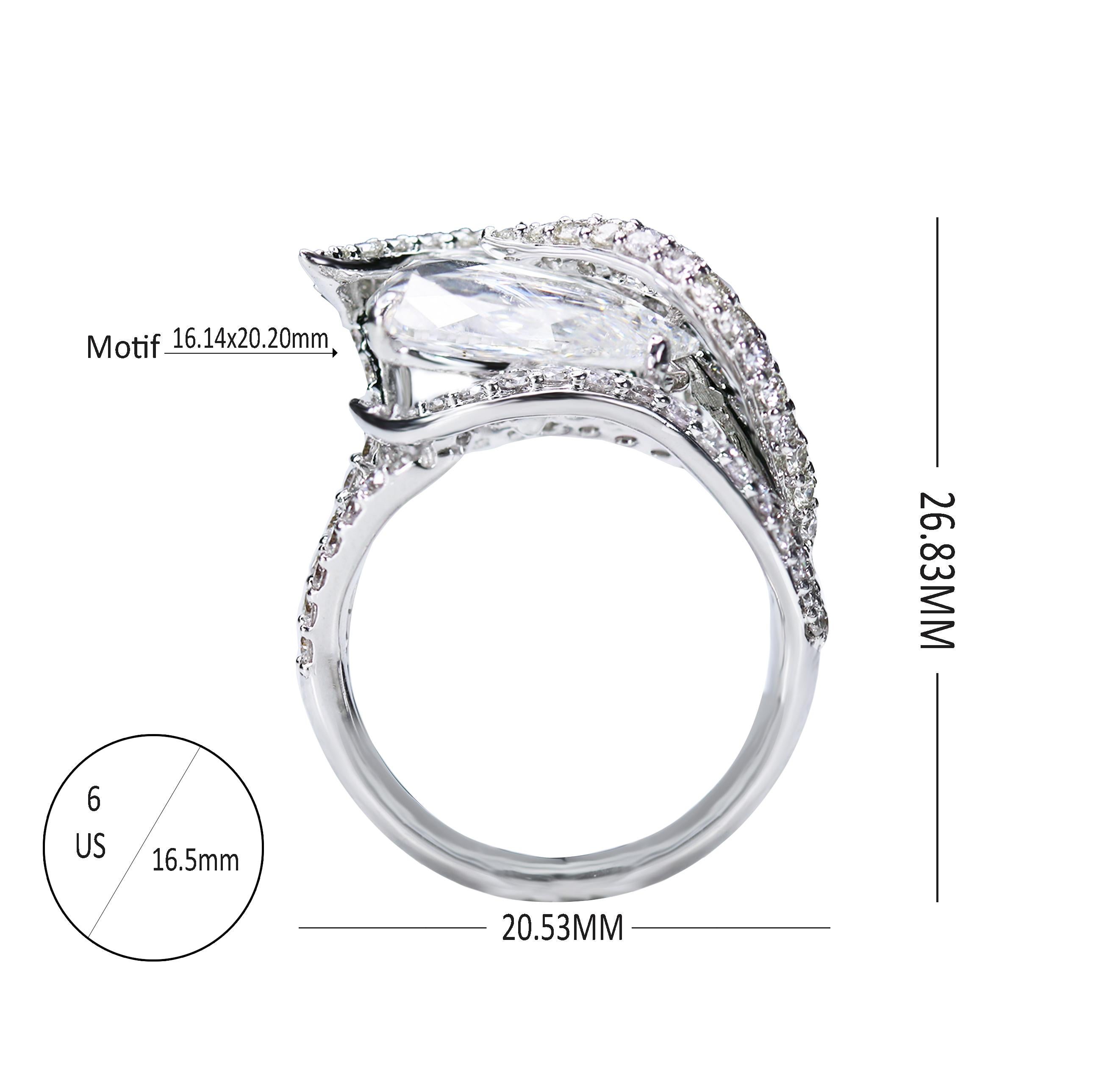 Studio Rêves 18K White Gold and 3.30 Carat Pear Rose cut Cocktail Ring 1