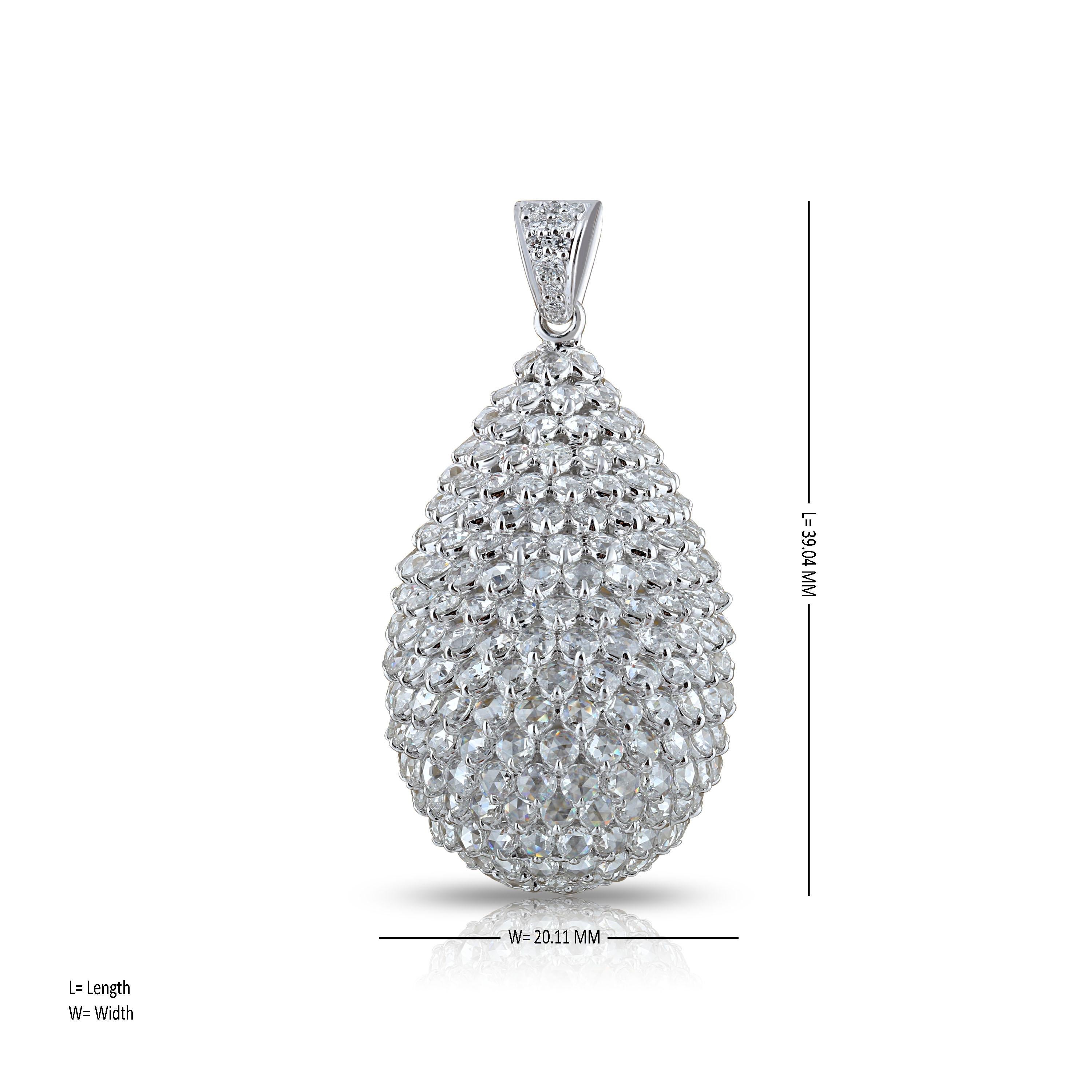 Studio Rêves 18 Karat White Gold and Rose Cut Diamond Pineapple Pendant (Rosenschliff)