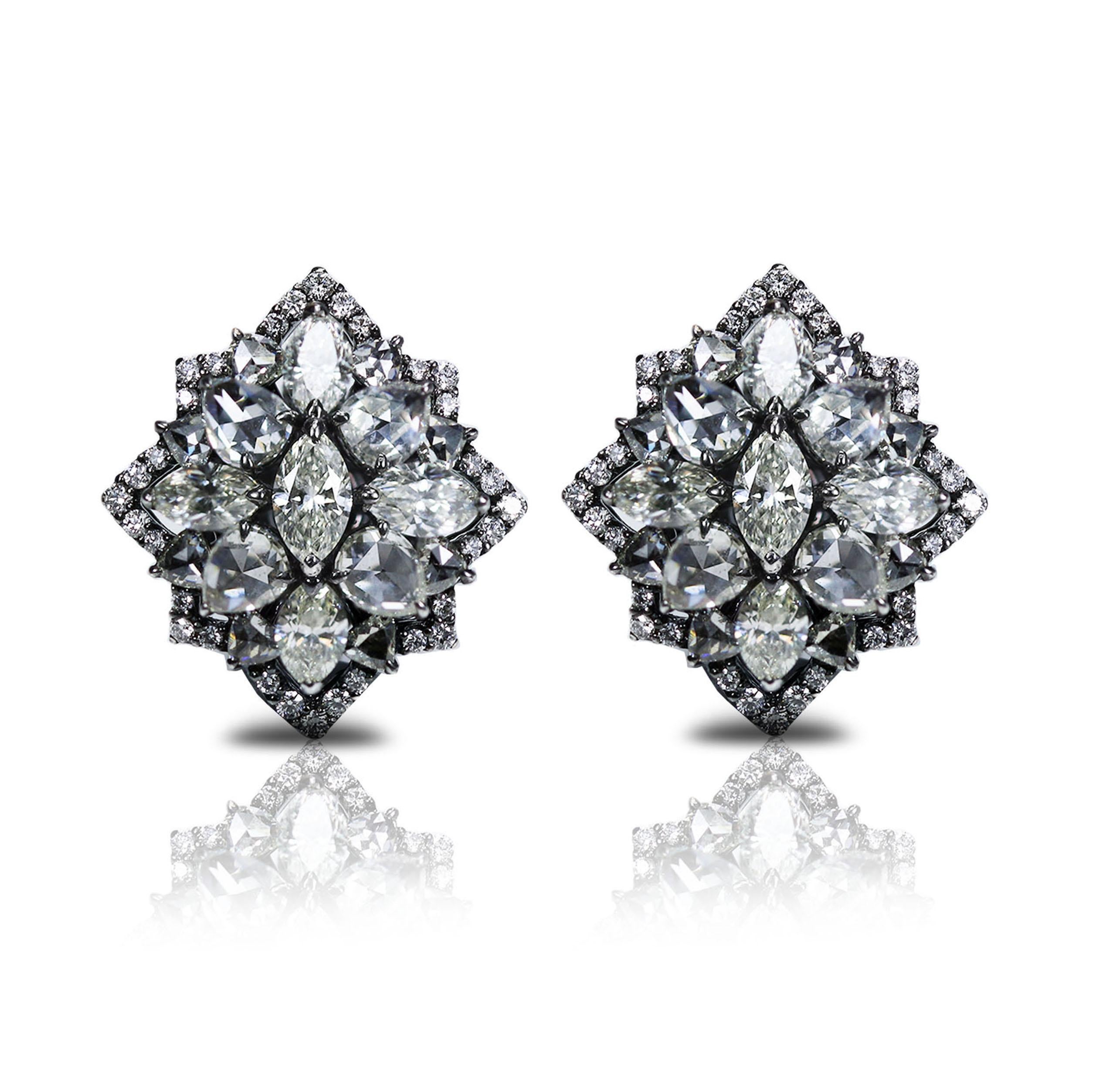 Expounding the virtue of the ‘good things come in small packages’ ideology are these statement diamond tops. Not only do they tap into the reigning trend of oversized stud earrings, they also boasts a desirable geometric pattern. The unique setting