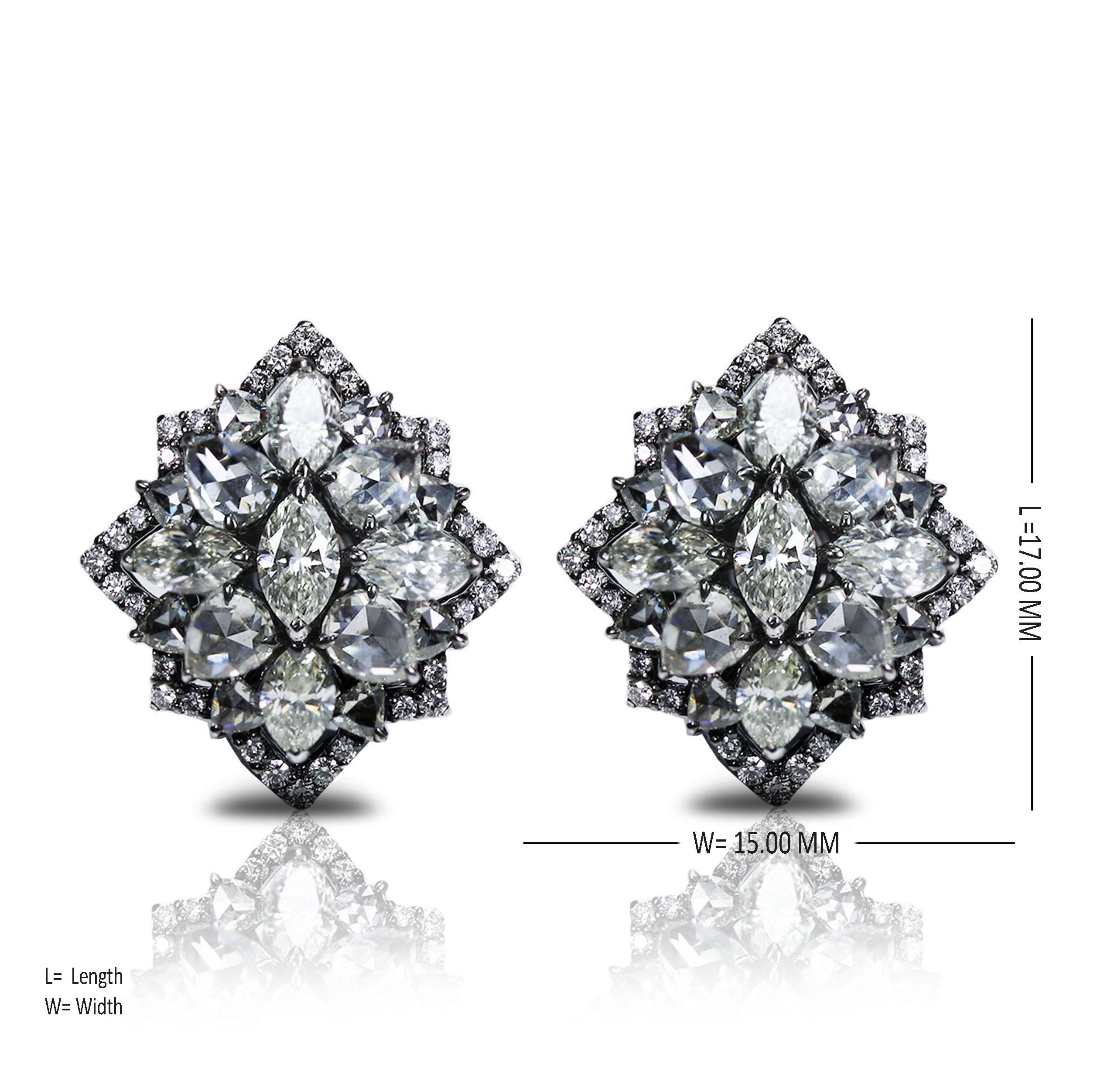 Studio Rêves 18 Karat White Gold Diamond Tops In New Condition For Sale In Mumbai, Maharashtra
