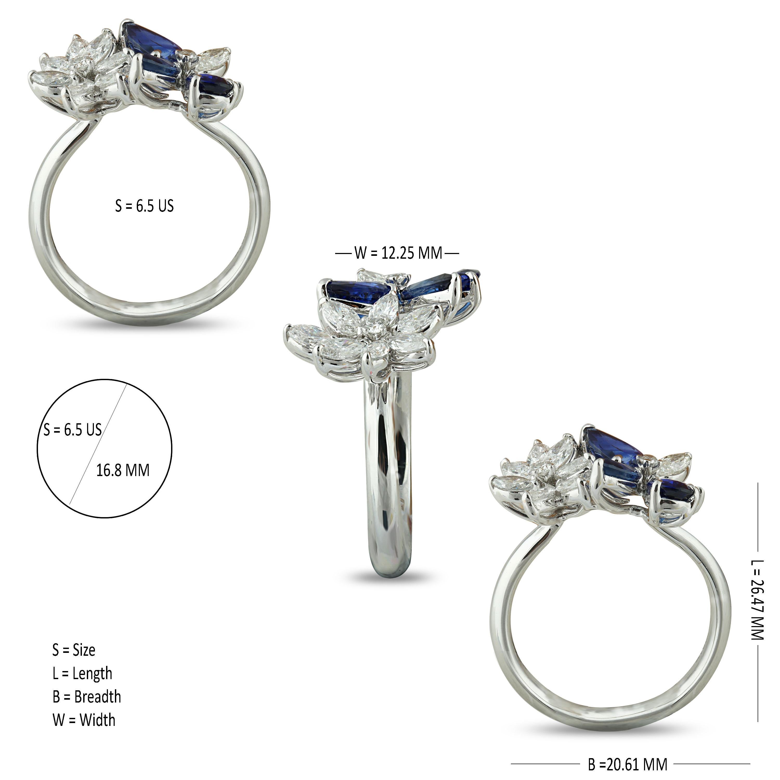 Studio Rêves 18 Karat White Gold Diamonds and Blue Sapphire Butterfly Ring im Angebot 1