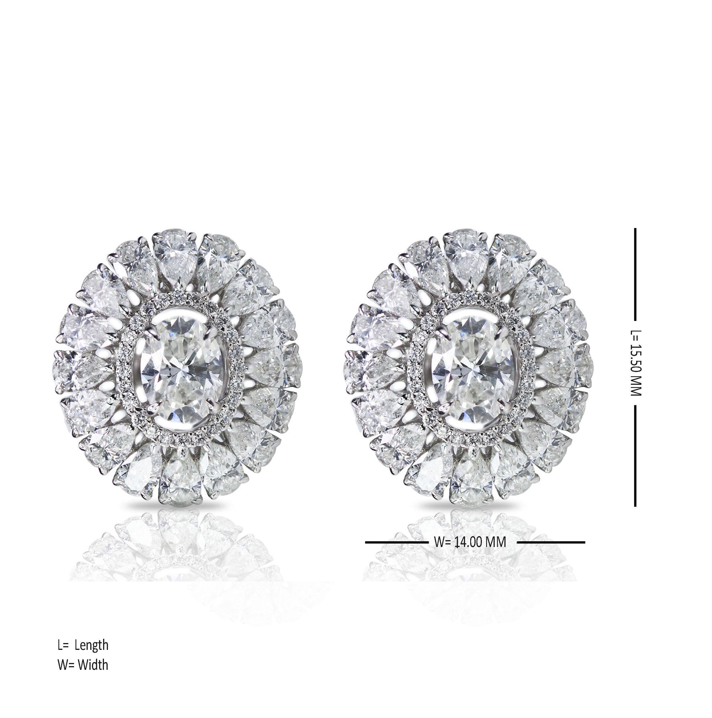 Studio Rêves Oval and Pear Diamond Stud Earrings in 18 Karat White Gold In New Condition For Sale In Mumbai, Maharashtra