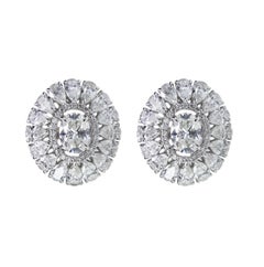 Studio Rêves Oval and Pear Diamond Stud Earrings in 18 Karat White Gold