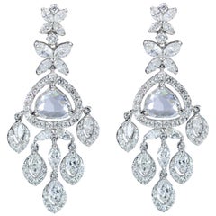 Studio Rêves Rose cut and Marquise Diamond Dangling Earrings in 18 Karat Gold