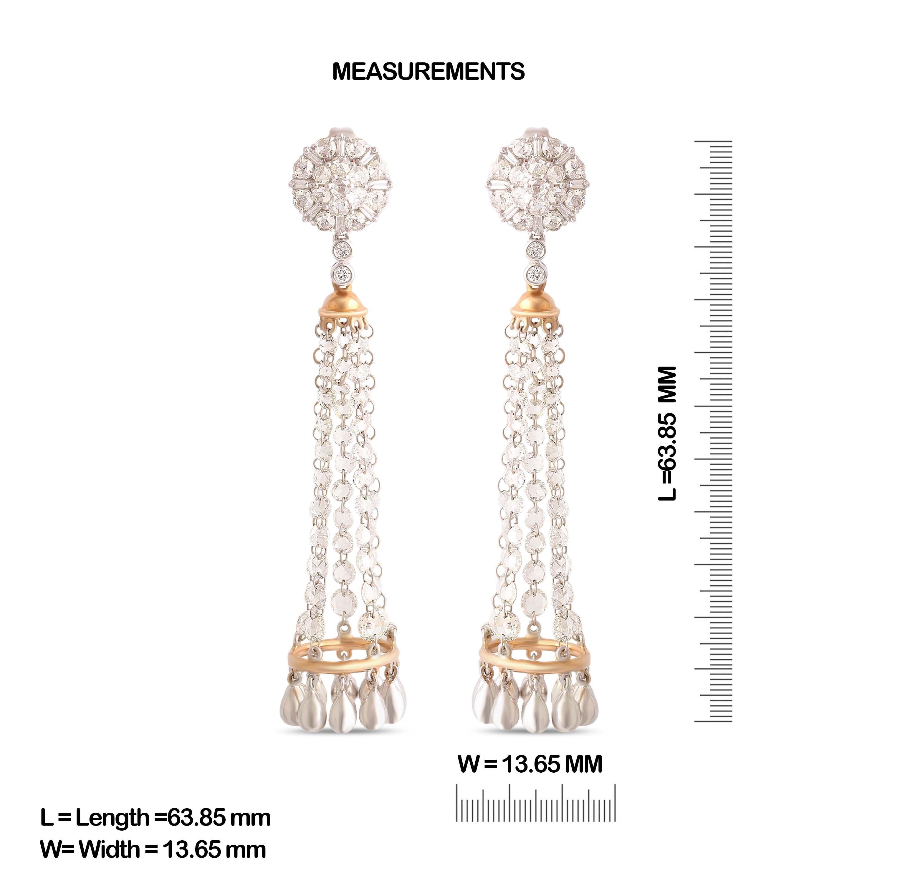 Contemporaneo Studio Rêves Orecchini Chandelier con Borchie di Diamanti da 5,90 Carati in Oro 18K in vendita