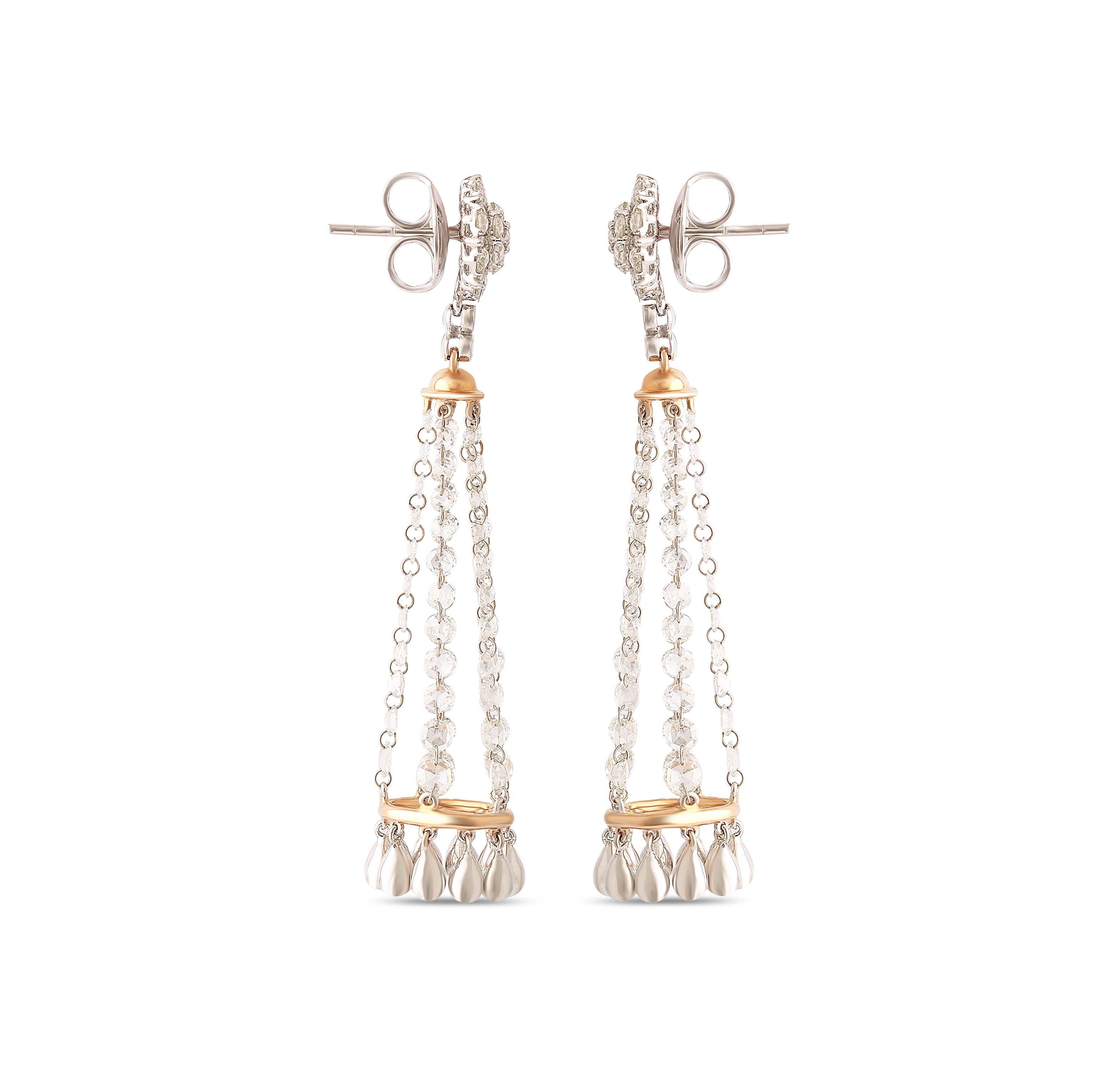 Donna Studio Rêves Orecchini Chandelier con Borchie di Diamanti da 5,90 Carati in Oro 18K in vendita