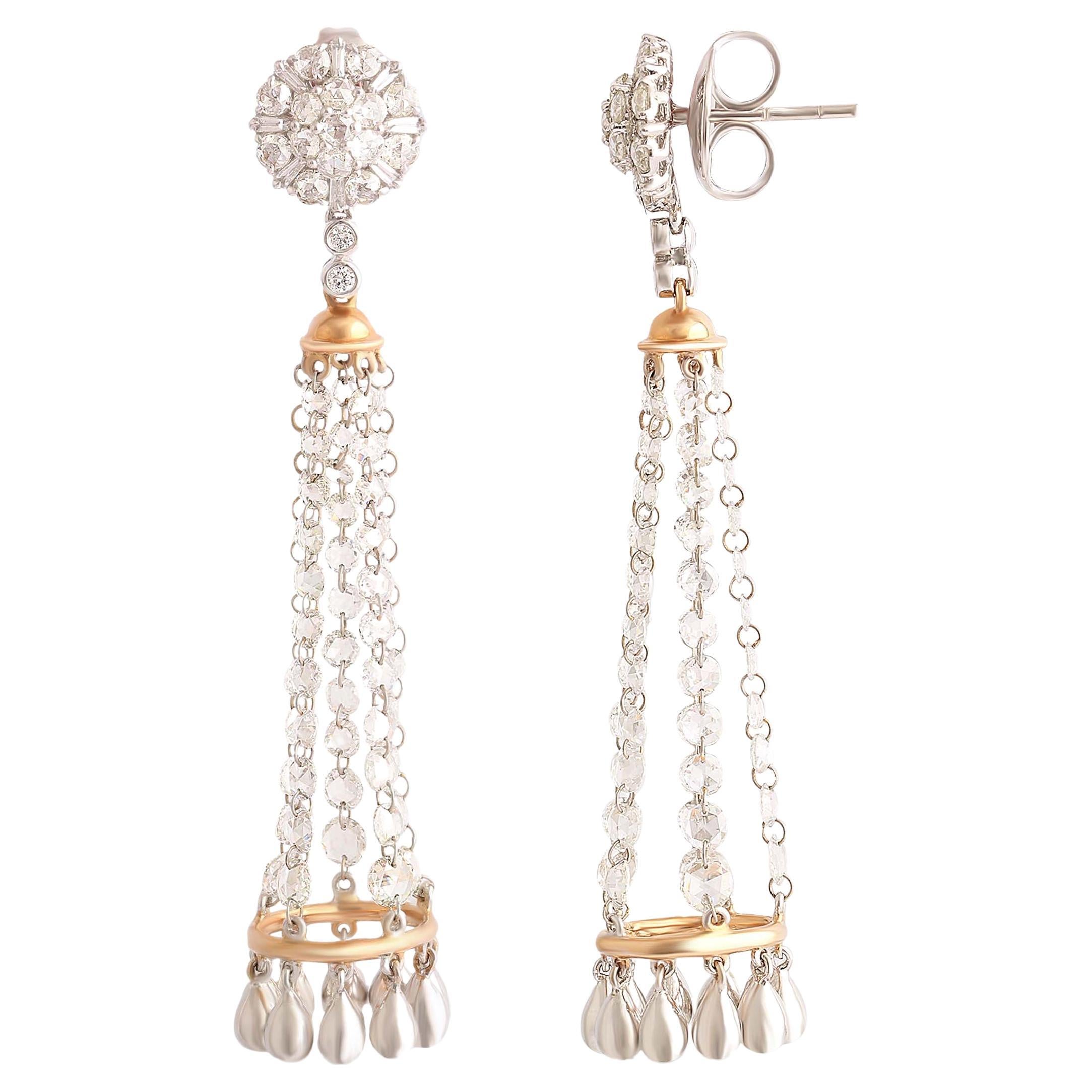 Studio Rêves Orecchini Chandelier con Borchie di Diamanti da 5,90 Carati in Oro 18K
