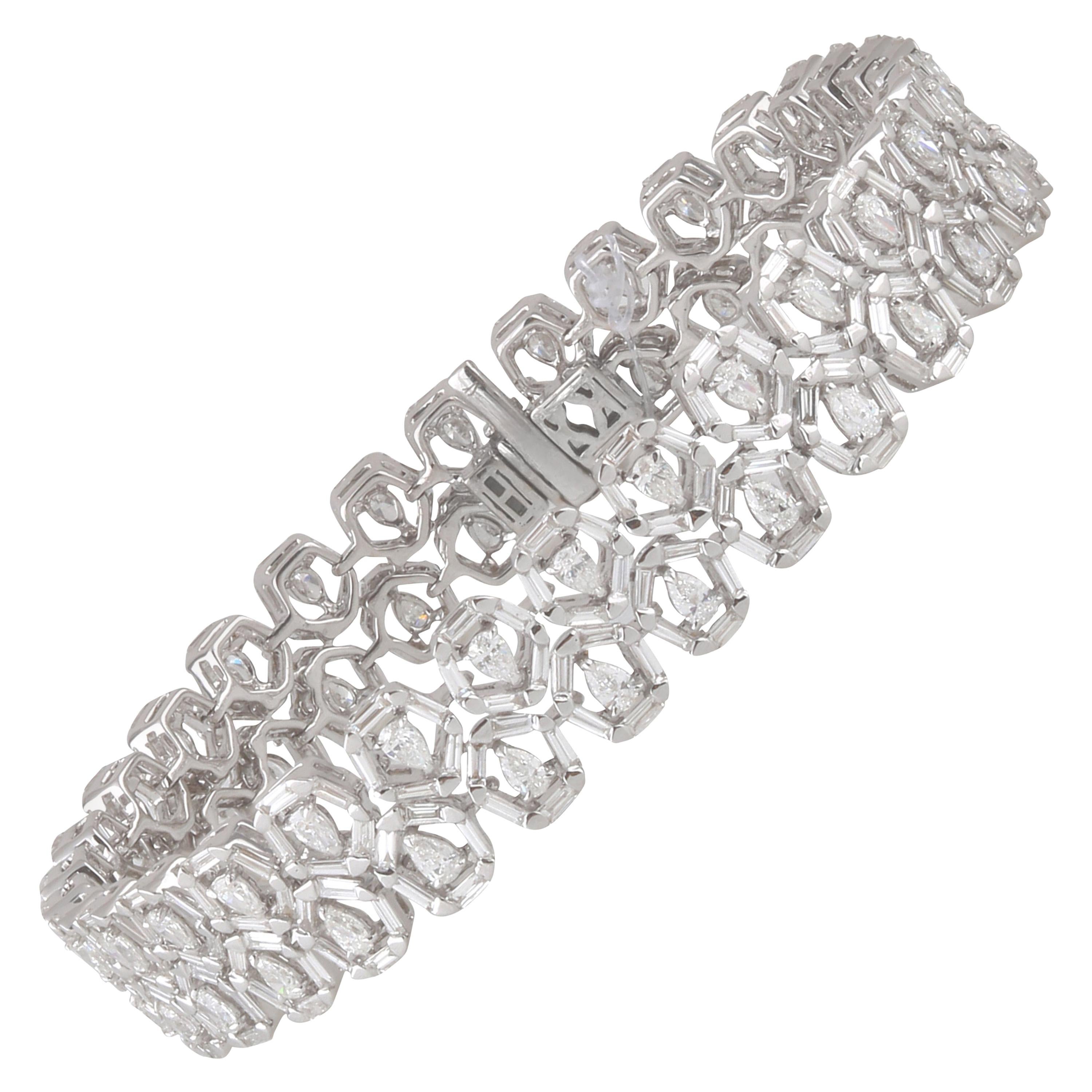 Studio Rêves 6.32 Carat Tapered Diamond Tennis Bracelet in 18 Karat White Gold For Sale