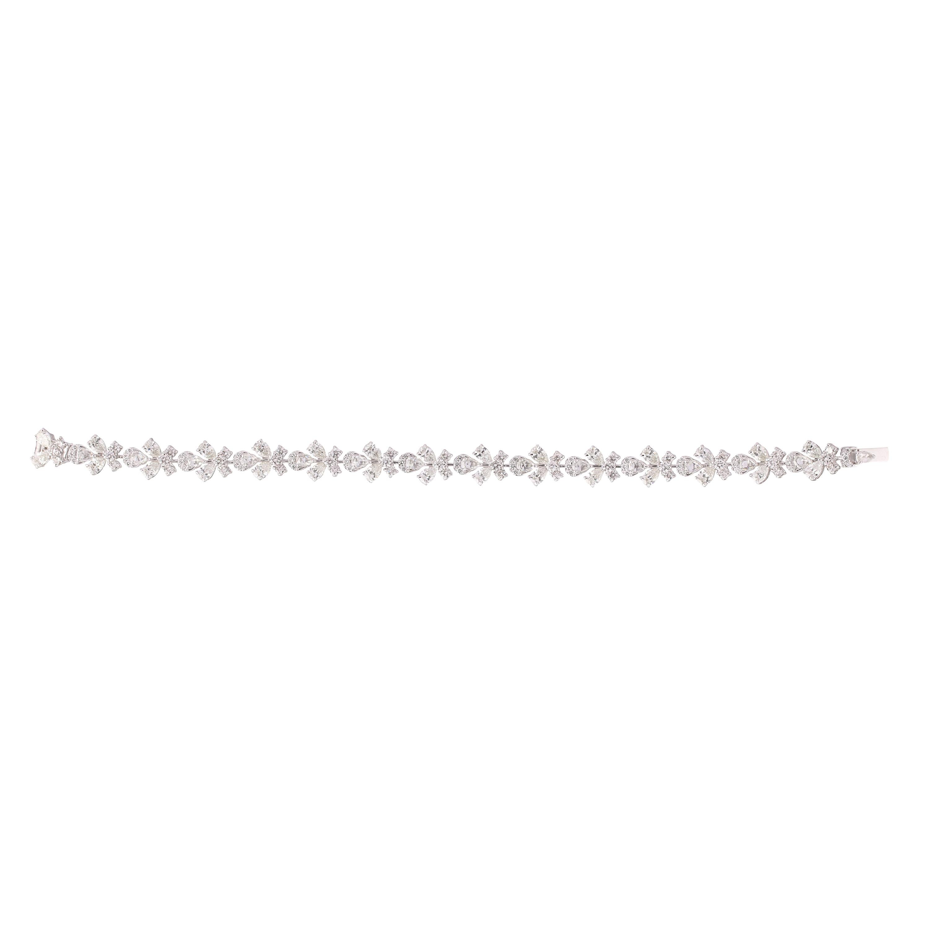 Pear Cut Studio Rêves 7.91 Carat Butterfly Diamond Tennis Bracelet in 18 Karat Gold