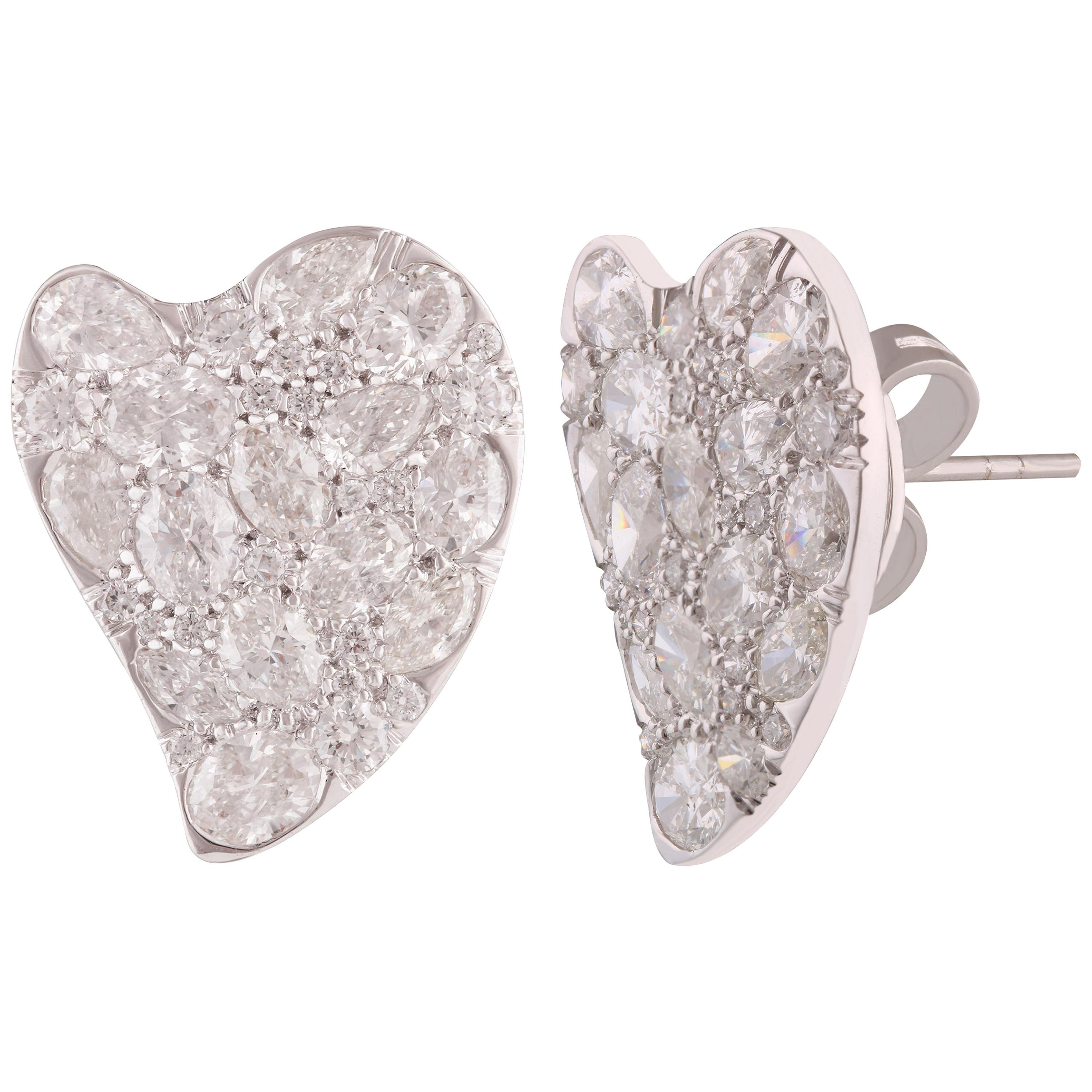 Studio Rêves Abstract Diamond Stud Earrings in 18 Karat White Gold For Sale
