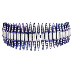 Studio Rêves Azure Rhythm Baguettes Diamond Bracelet in Titanium