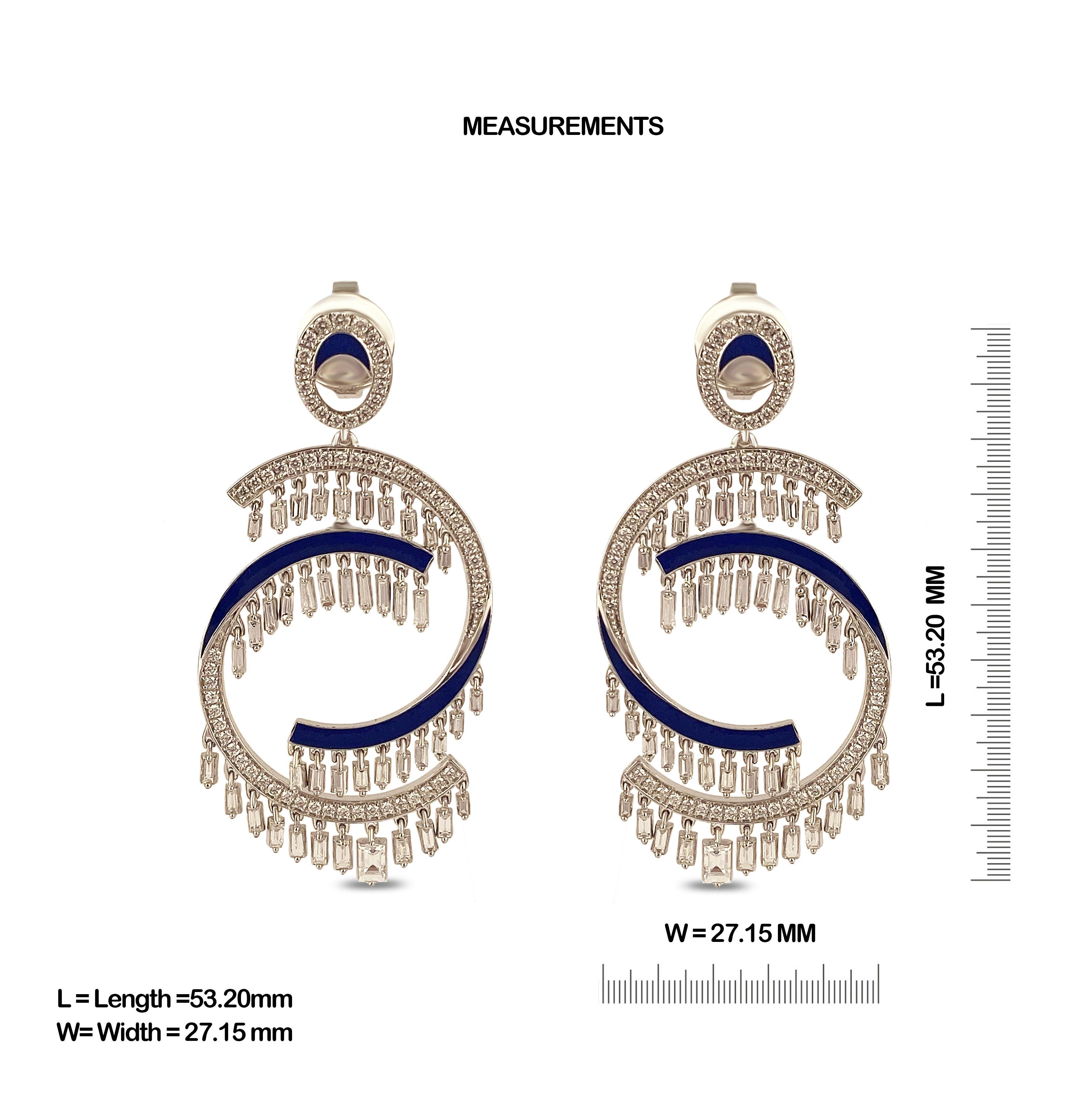Taille baguette Studio Rêves Boucles d'oreilles pendantes cloutées en or 18 carats et diamants baguettes en vente