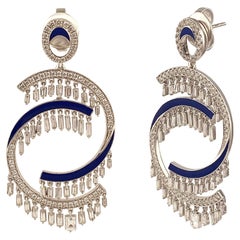 Studio Rêves Baguette Diamond Studded Dangling Earrings in 18 Karat Gold