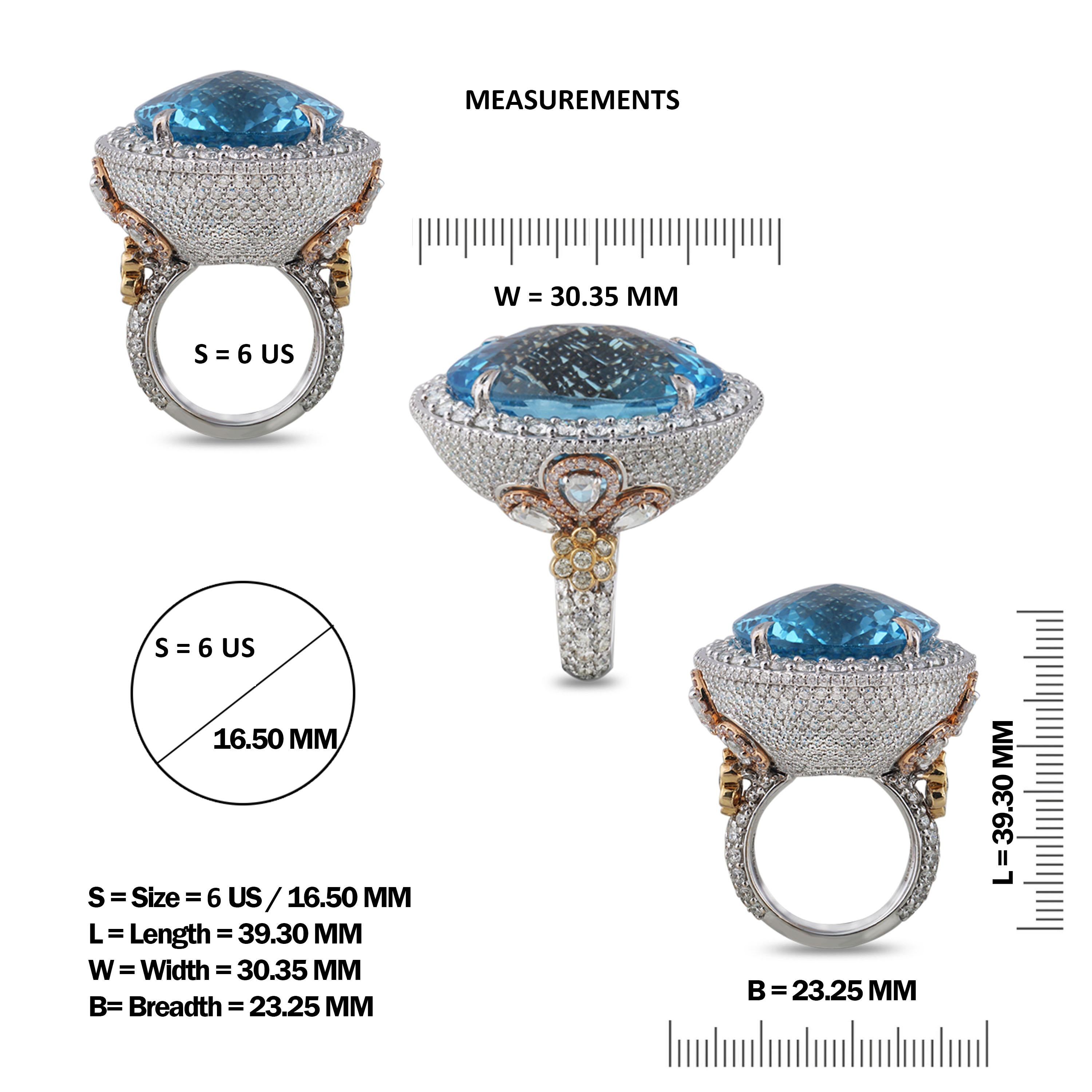 Studio Rêves Blue Topaz and Diamond Cocktail Ring in 18 Karat Gold In New Condition For Sale In Mumbai, Maharashtra
