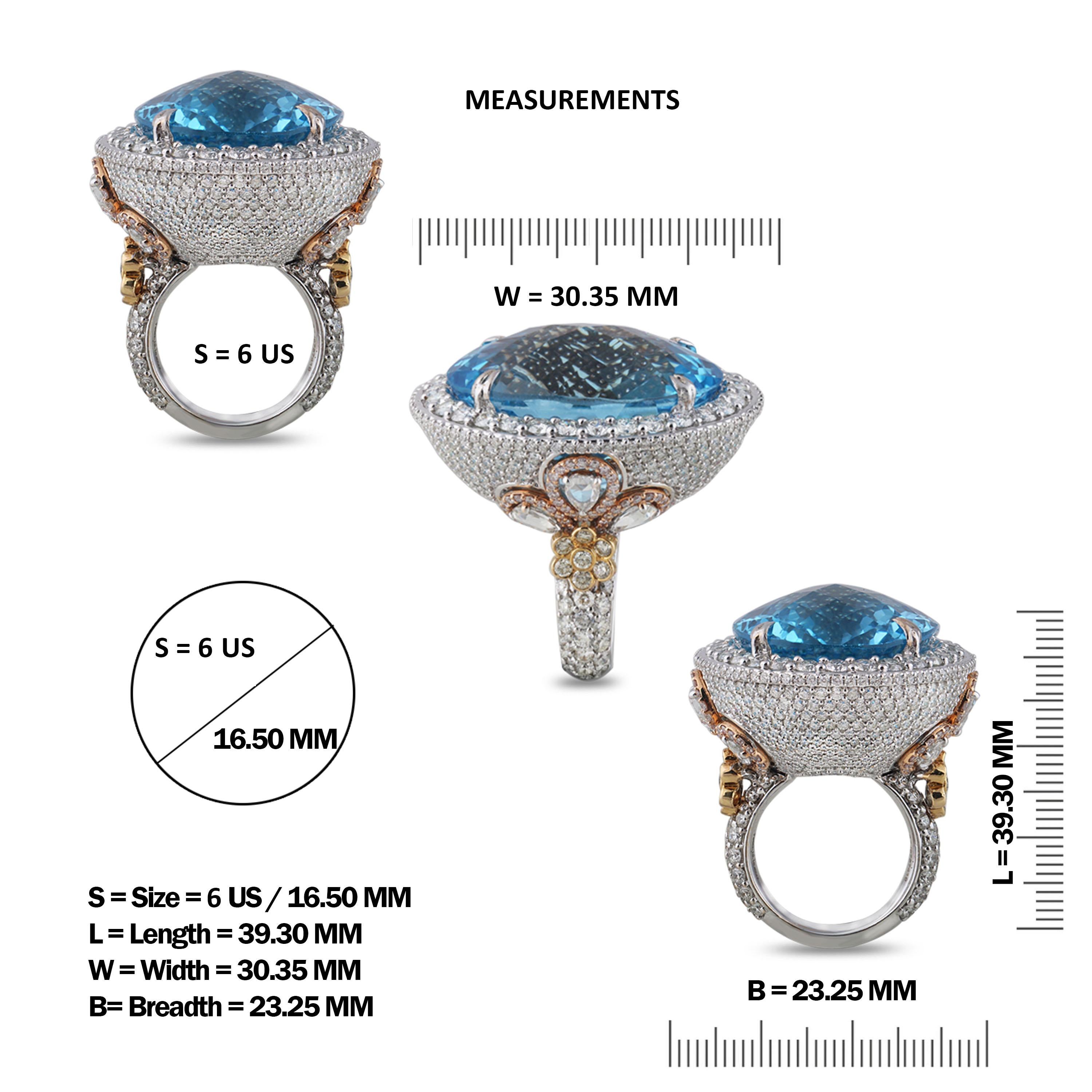 Studio Rêves Blue Topaz and Diamond Fashion Ring in 18 Karat Gold In New Condition For Sale In Mumbai, Maharashtra