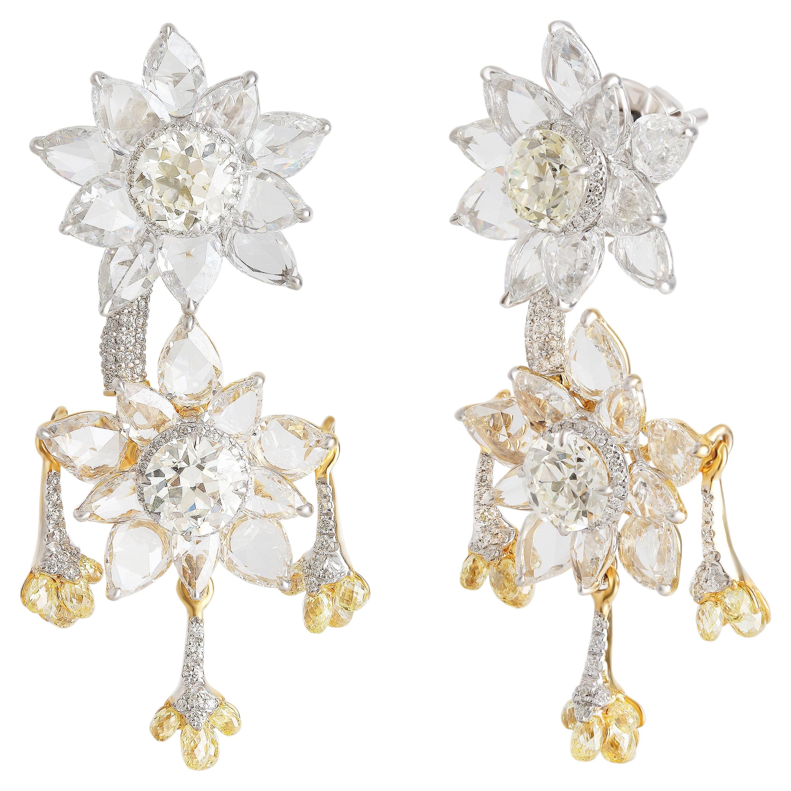Studio Rêves Celestial Bloom Orecchini a lampadario con diamanti in oro 18 carati