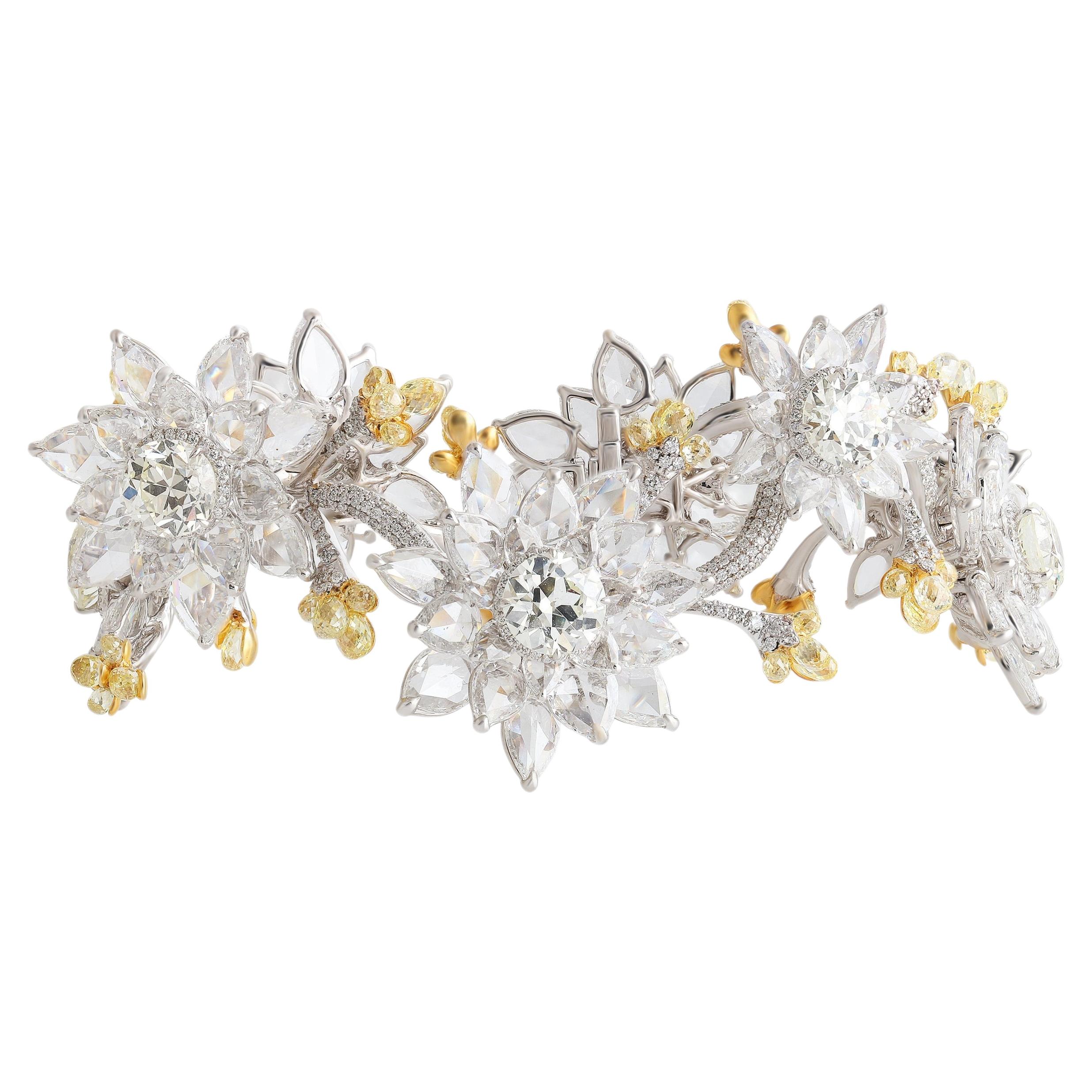 Studio Rêves Celestial Bloom Diamond Tennis Bracelet in 18 Karat White Gold
