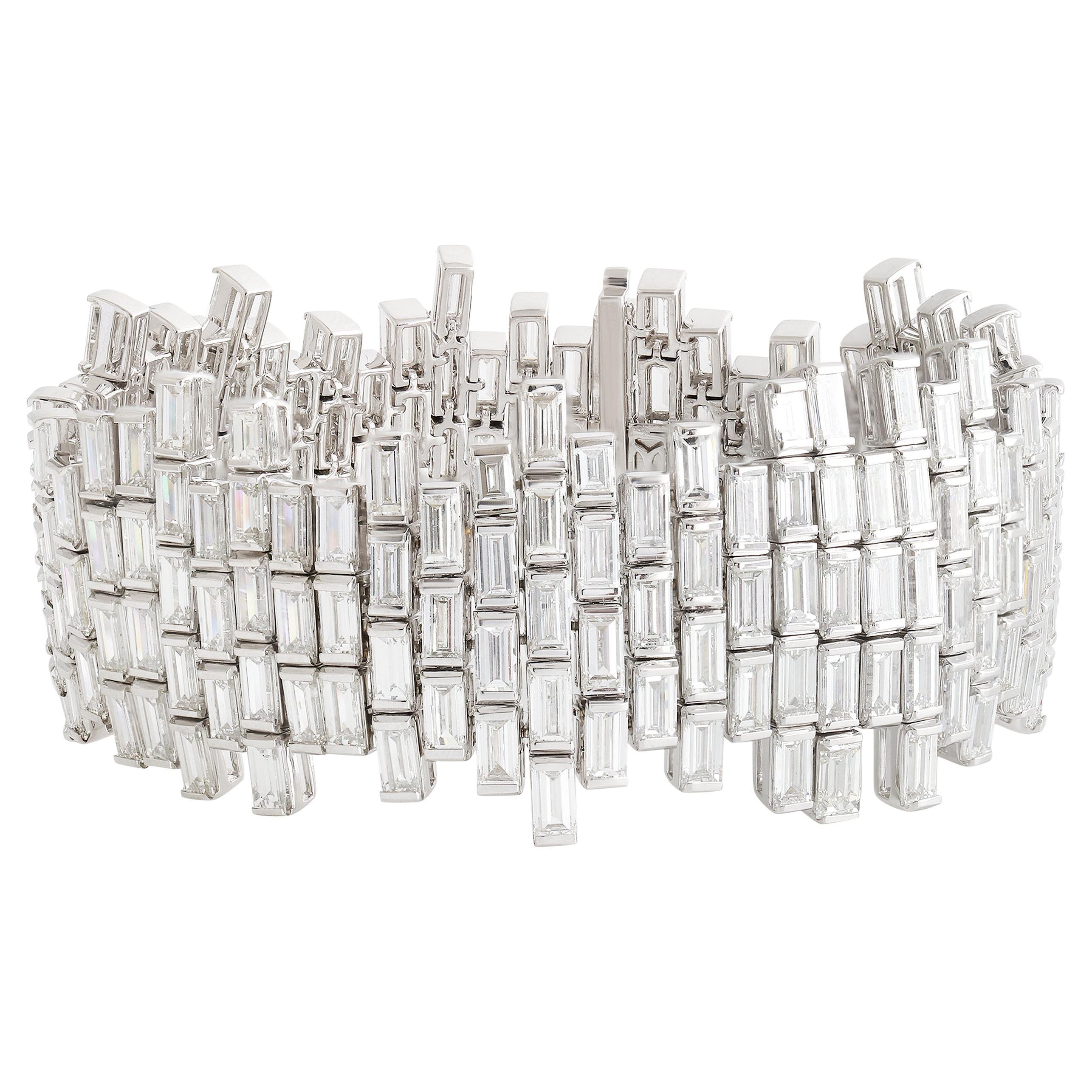 Studio Rêves Celestial Cascade Baguette Diamond Tennis Bracelet in 18K Gold