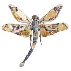 Studio Rêves Broche libellule en titane et or 18 carats, vol céleste avec diamants