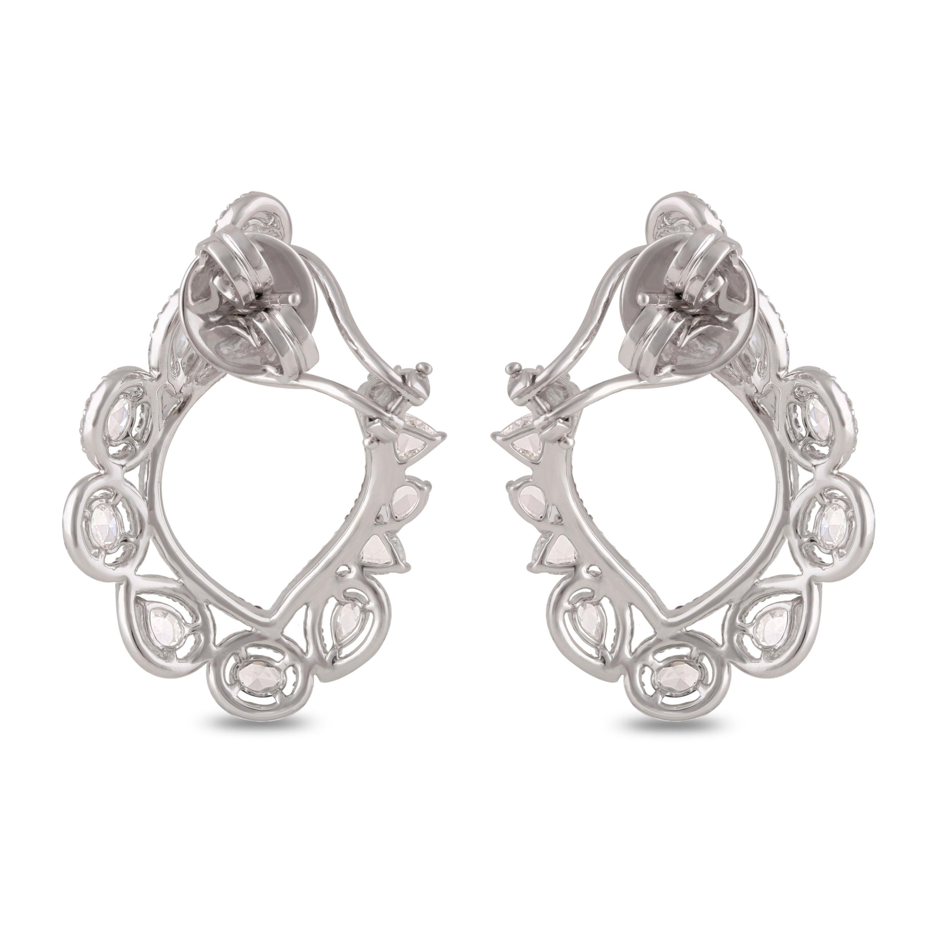 Studio Rêves Chic Diamond and Ruby Earrings in 18 Karat White Gold For Sale 2