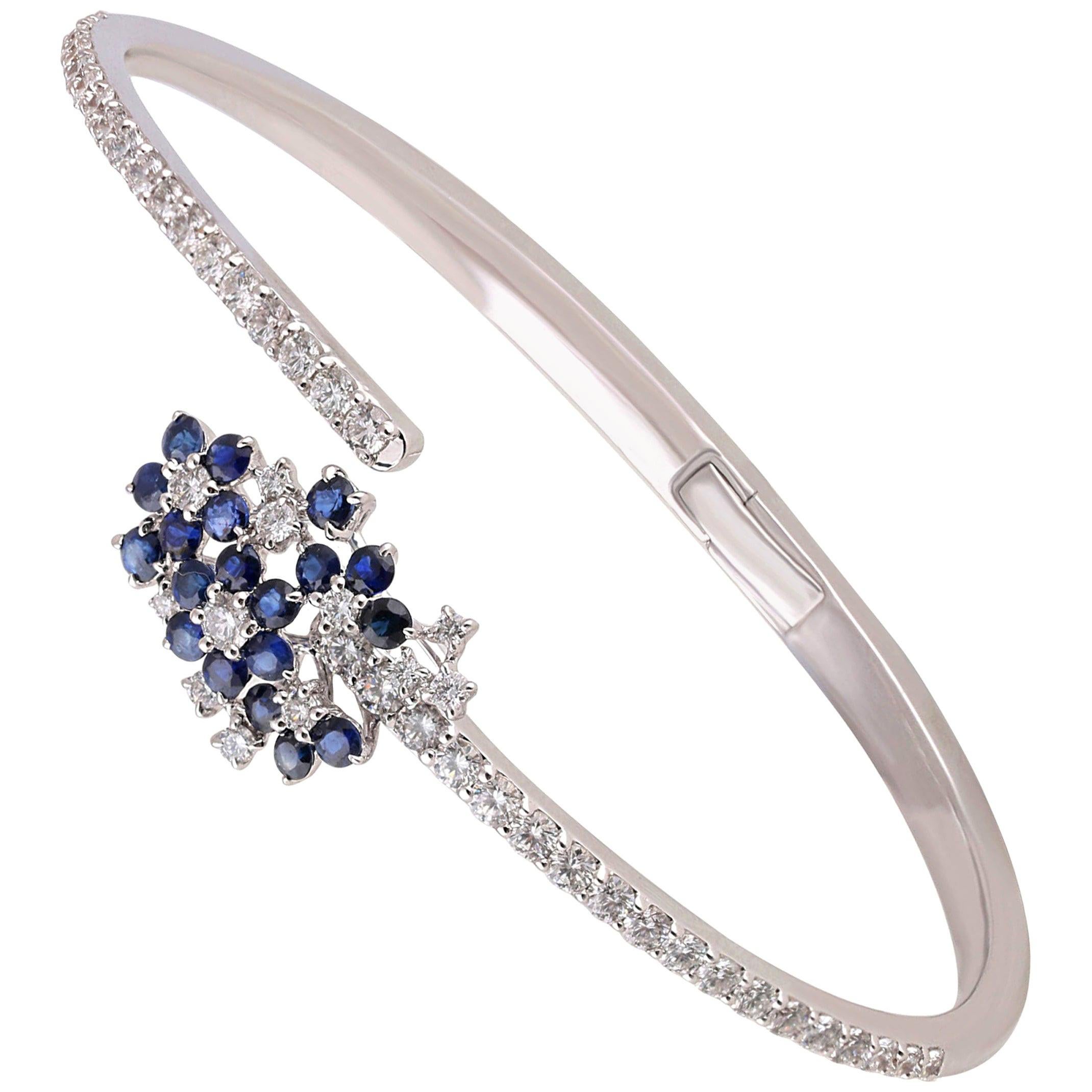 Studio Rêves Cluster Spring Diamond and Blue Sapphire Bracelet in 18 Karat Gold
